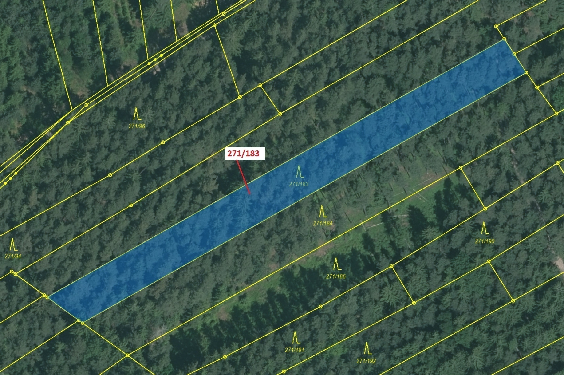 Lesní pozemek o výměře 2 398 m2, podíl 1/1, katastrální území Milavče, obec Milavče, obec s rozšířen