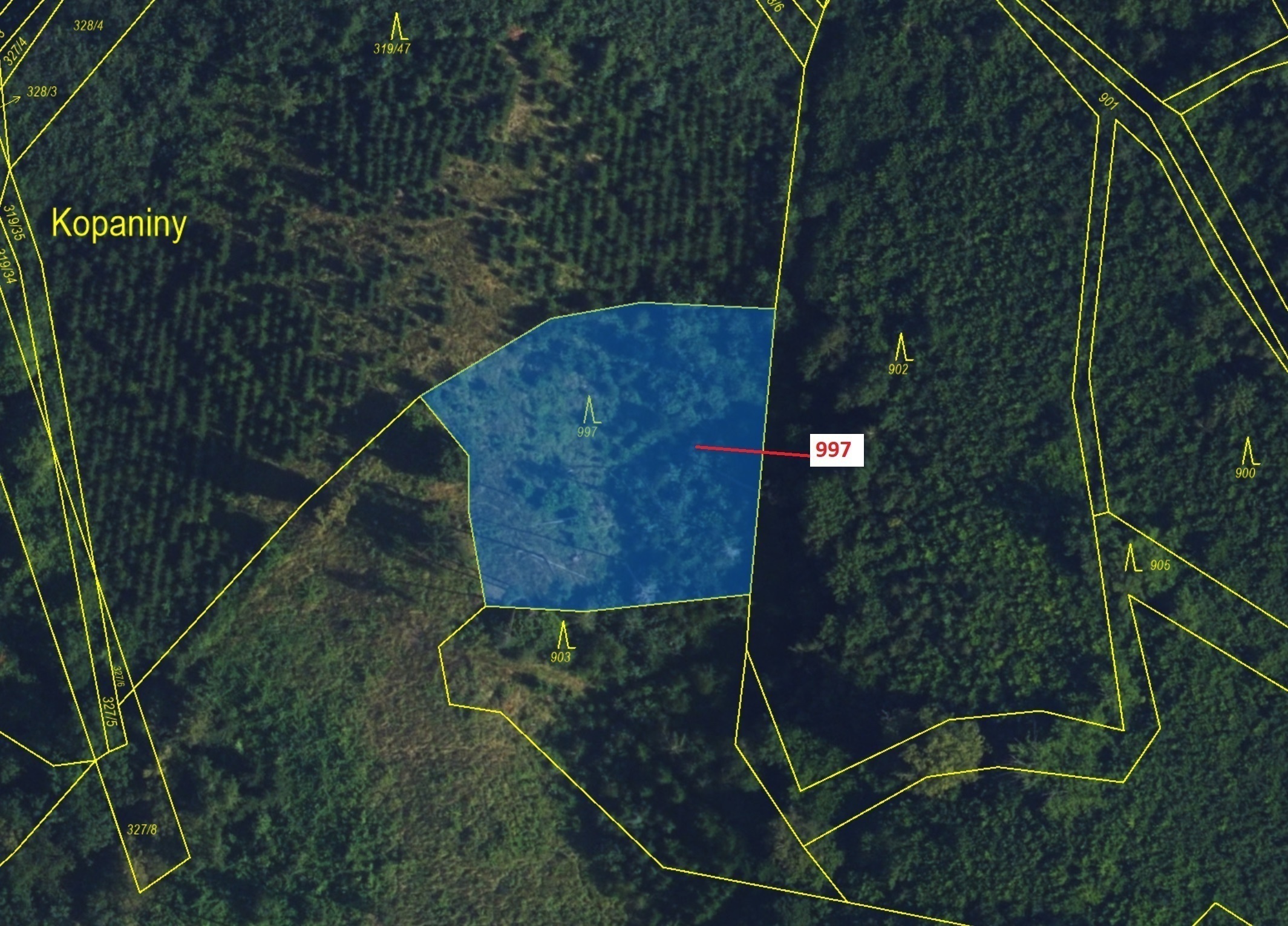 Lesní pozemek o výměře 1938 m2, podíl 1/1, katastrální území Lhota Rapotina, obec Lhota Rapotina, ob