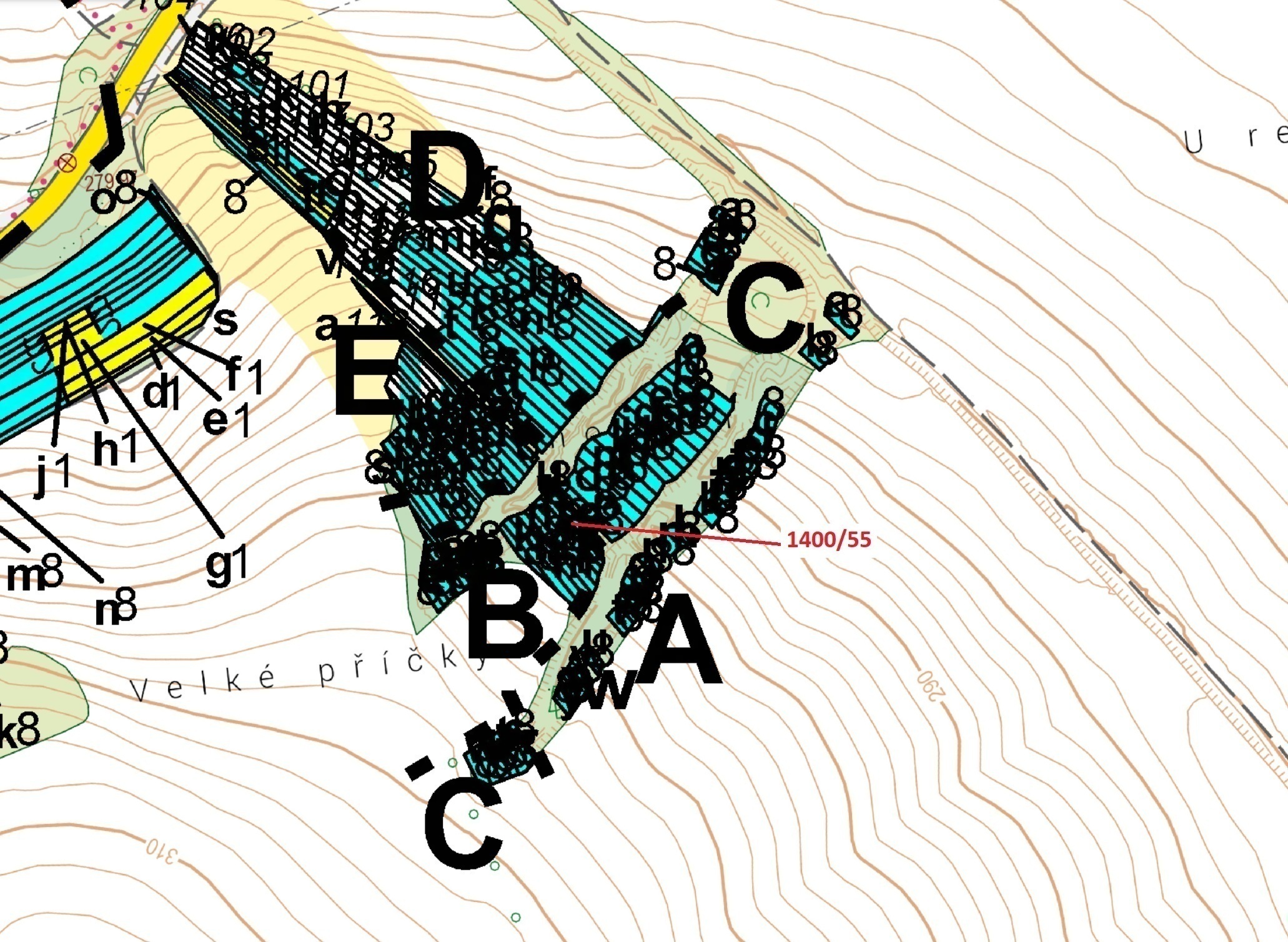 Lesní pozemek o výměře 140 m2, podíl 1/1, katastrální území Budkovice, obec Ivančice, obec s rozšíře