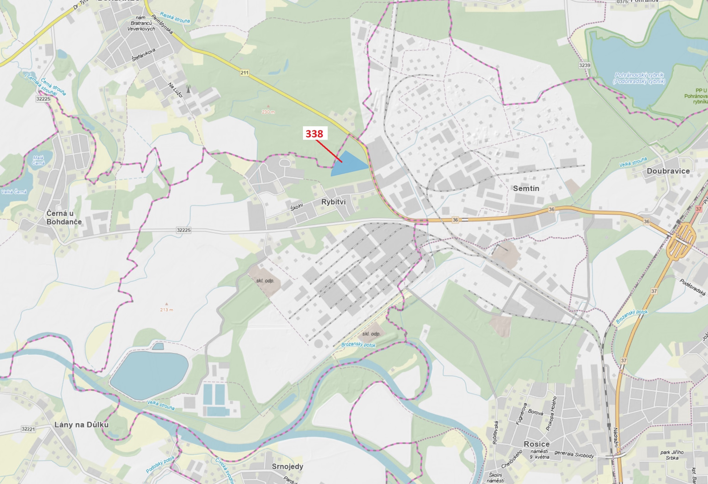 Lesní pozemek o výměře 37 060 m2, podíl 1/1, katastrální území Rybitví, obec Rybitví, obec s rozšíře