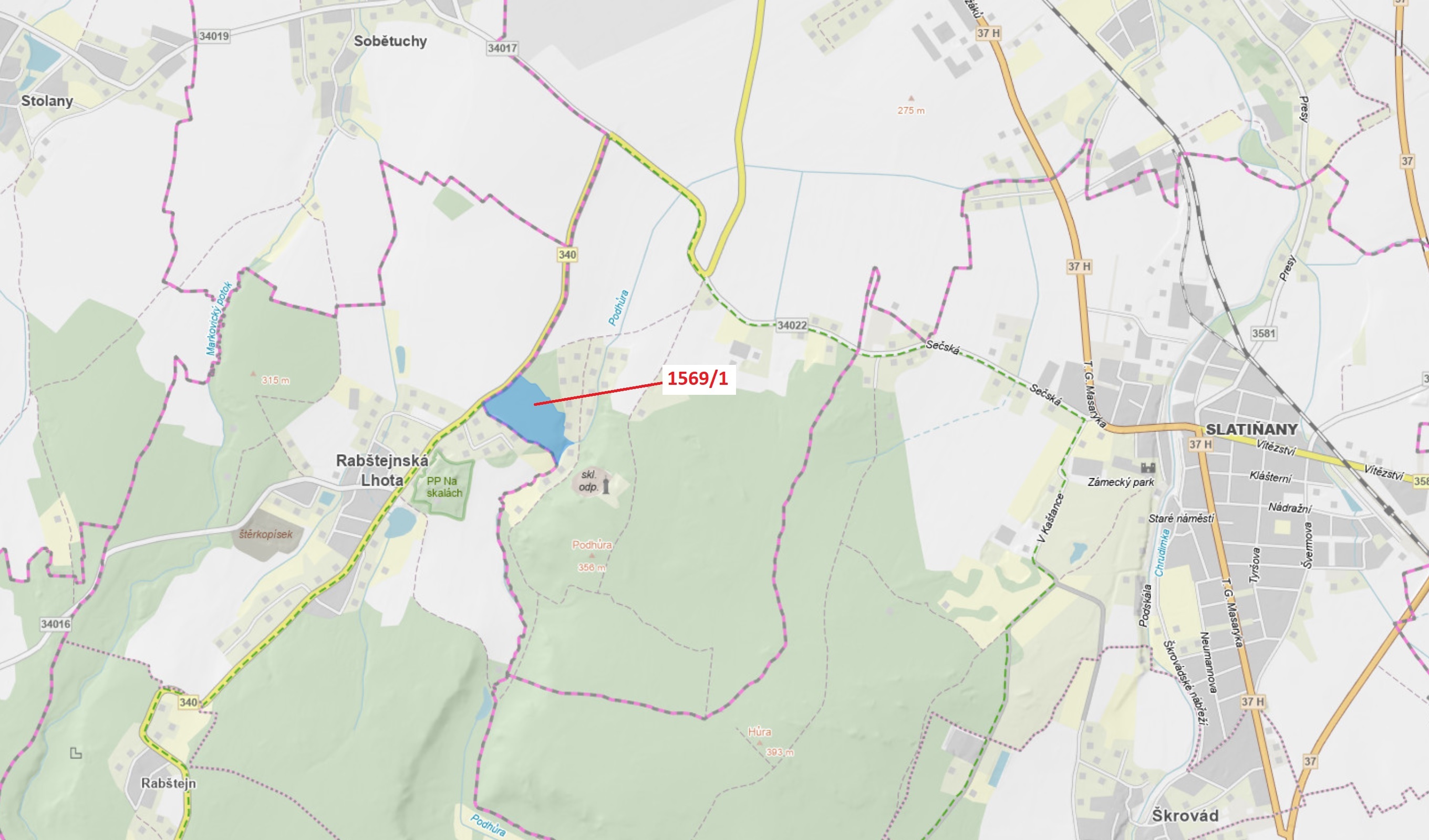 Lesní pozemek o výměře 59 928 m2, podíl 1/1, katastrální území Chrudim, obec Chrudim, obec s rozšíře