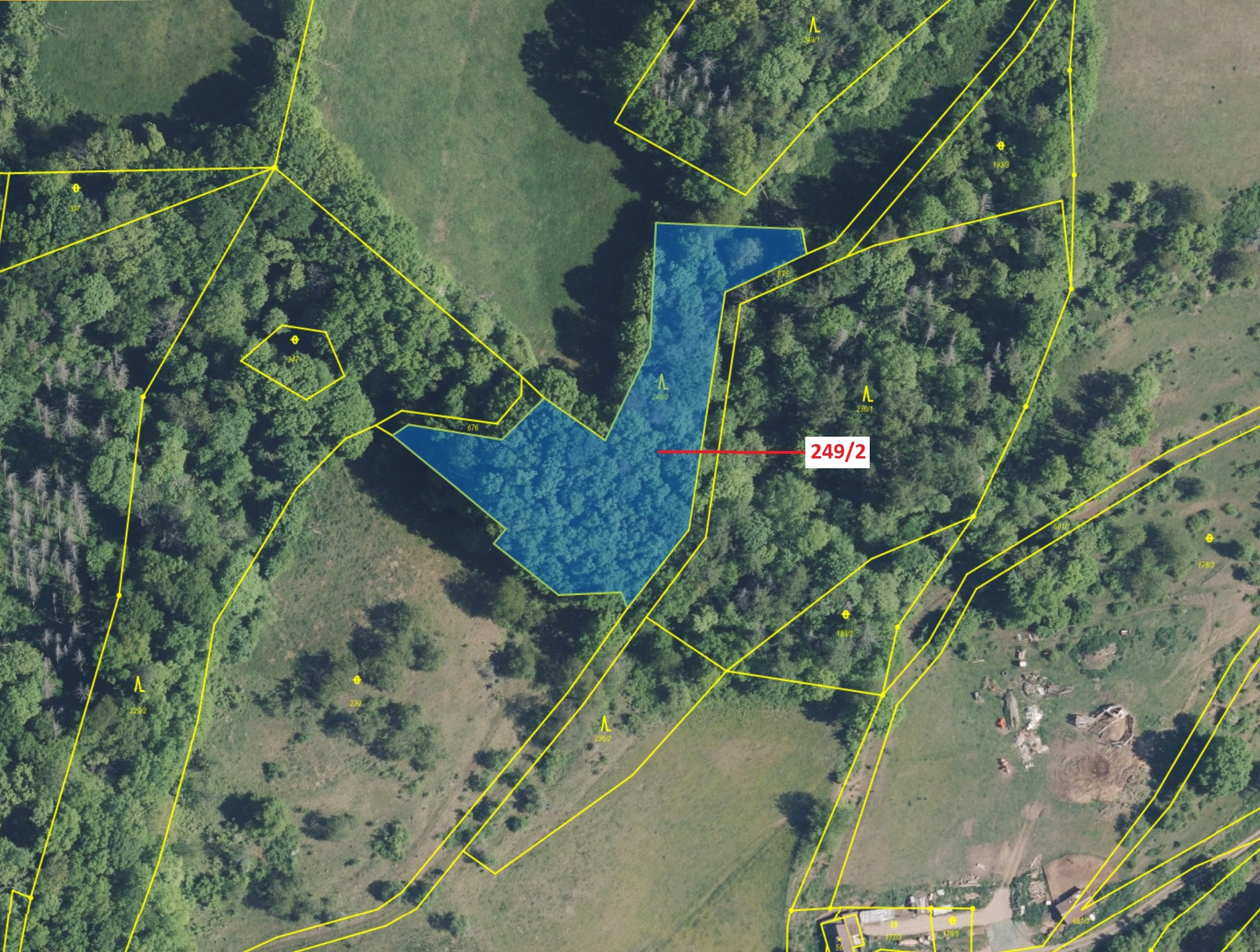 Lesní pozemek o výměře 4192 m2, podíl 1/1, katastrální území Starý Šachov, obec Starý Šachov, obec s