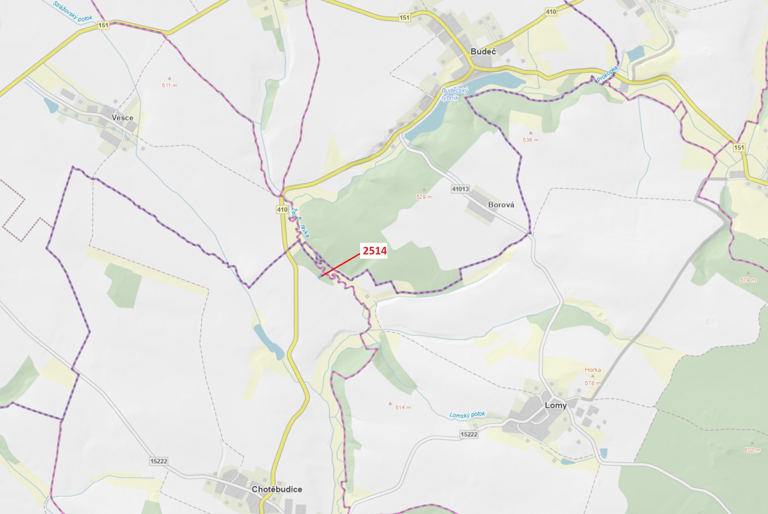 Lesní pozemek o výměře 532 m2, podíl 1/1, katastrální území Chotěbudice, obec Chotěbudice, obec s ro