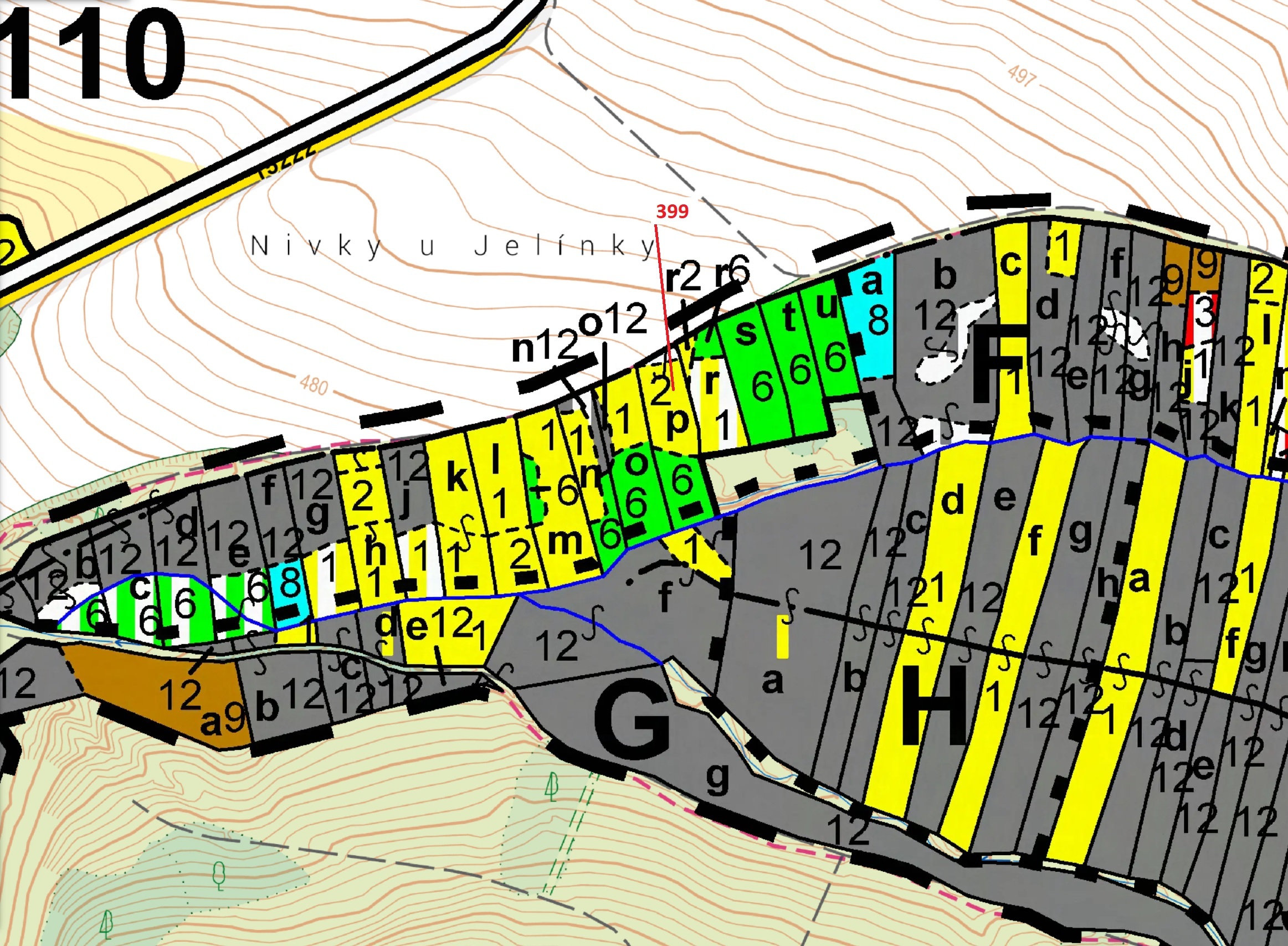 Lesní pozemek o výměře 2054 m2, podíl 1/1, katastrální území Chotěbudice, obec Chotěbudice, obec s r