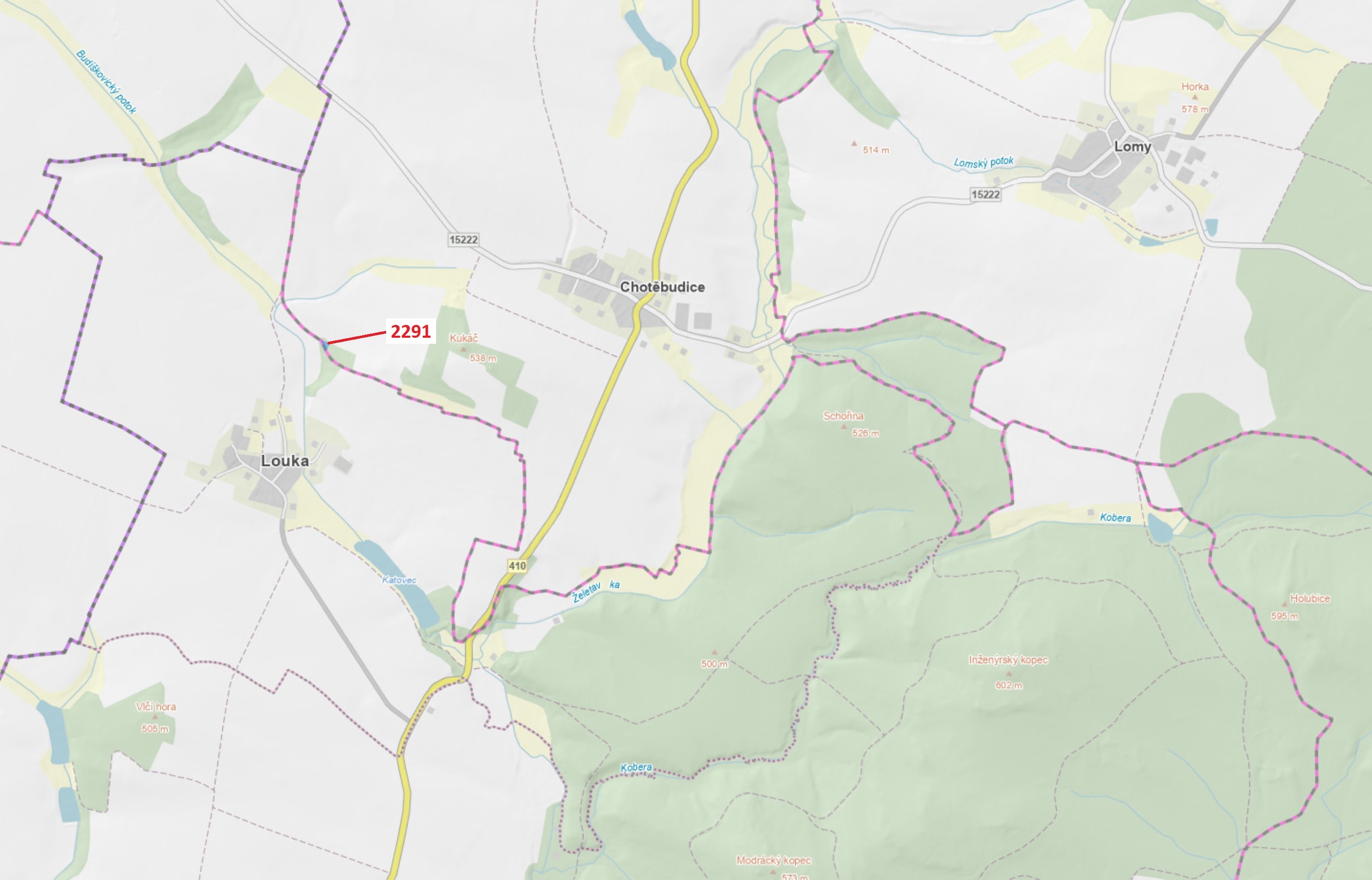 Lesní pozemek o výměře 529 m2, podíl 1/1, katastrální území Chotěbudice, obec Chotěbudice, obec s ro