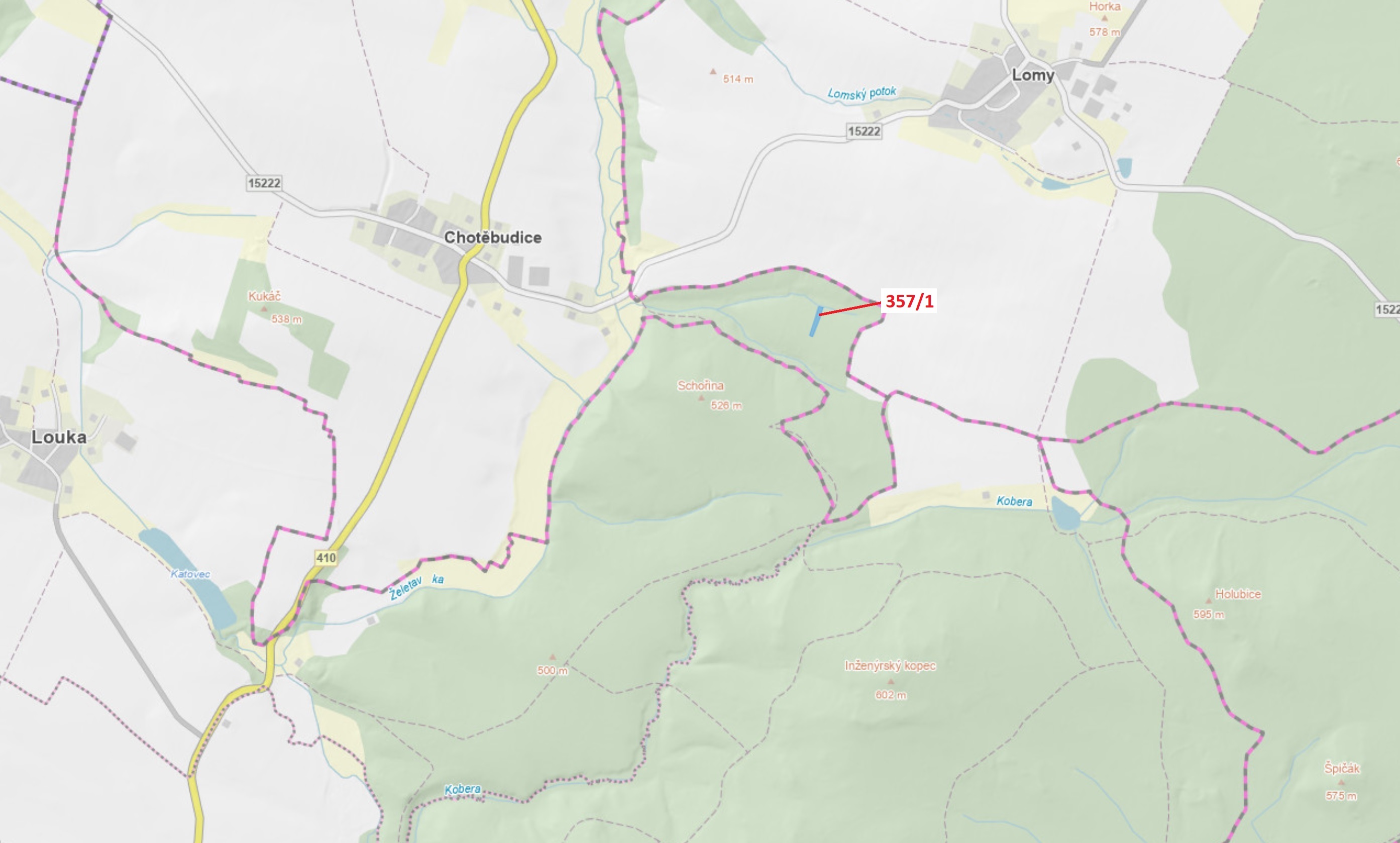 Lesní pozemek o výměře 1670 m2, podíl 1/1, katastrální území Chotěbudice, obec Chotěbudice, obec s r