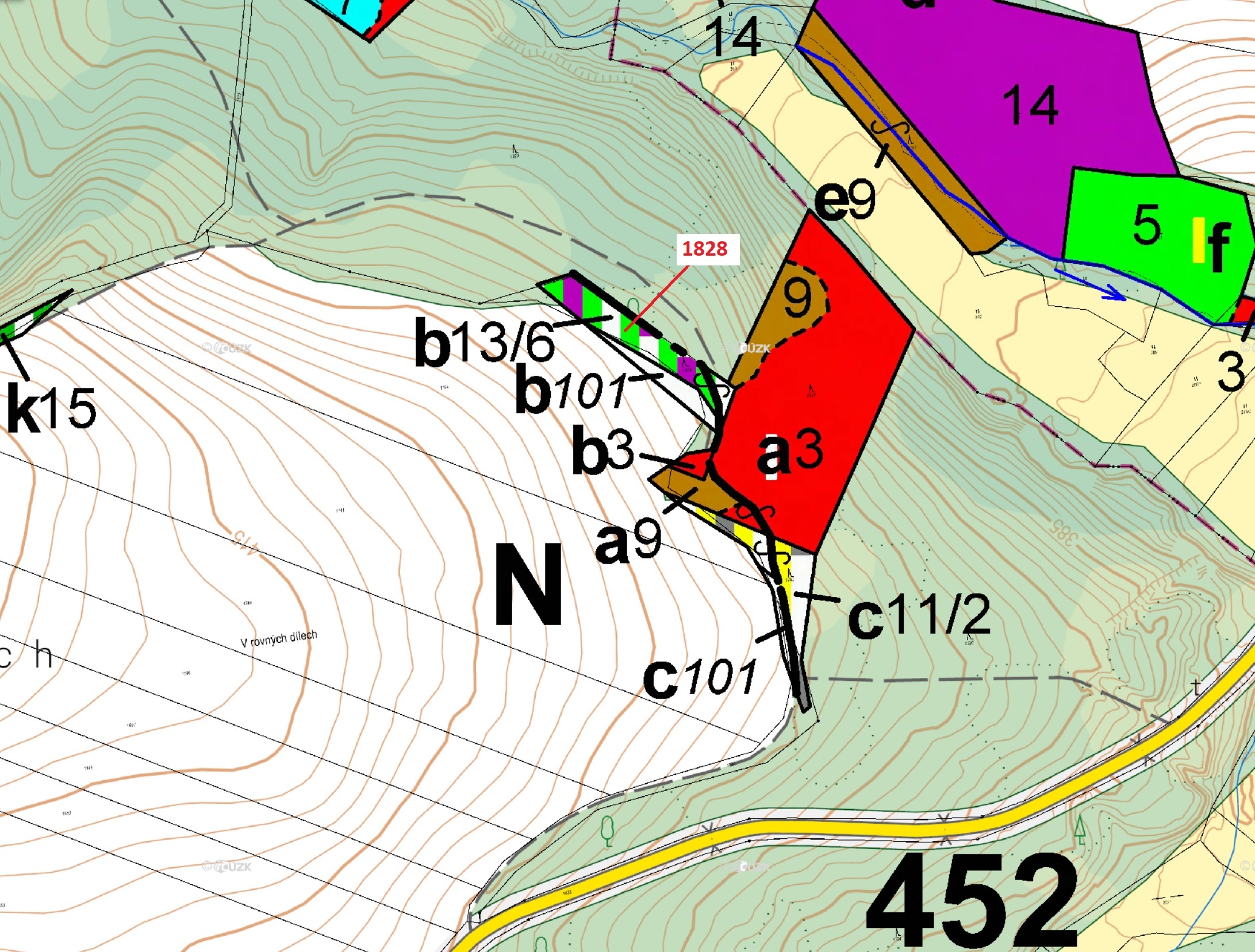 Lesní pozemek o výměře 1841 m2, podíl 1/1, katastrální území Chotýšany, obec Chotýšany, obec s rozší