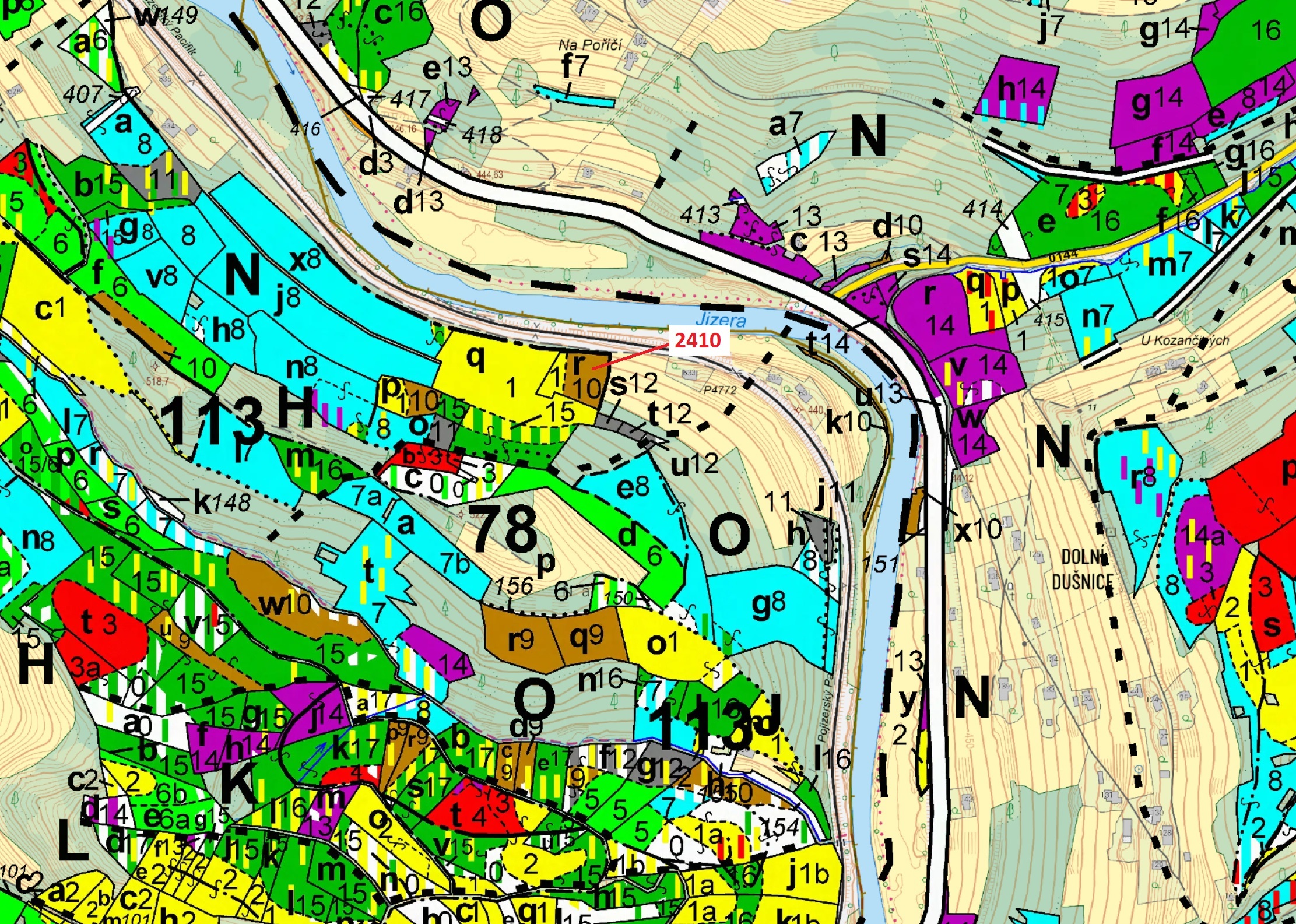 Lesní pozemek o výměře 2416 m2, podíl 1/1, katastrální území Jablonec nad Jizerou, obec Jablonec nad