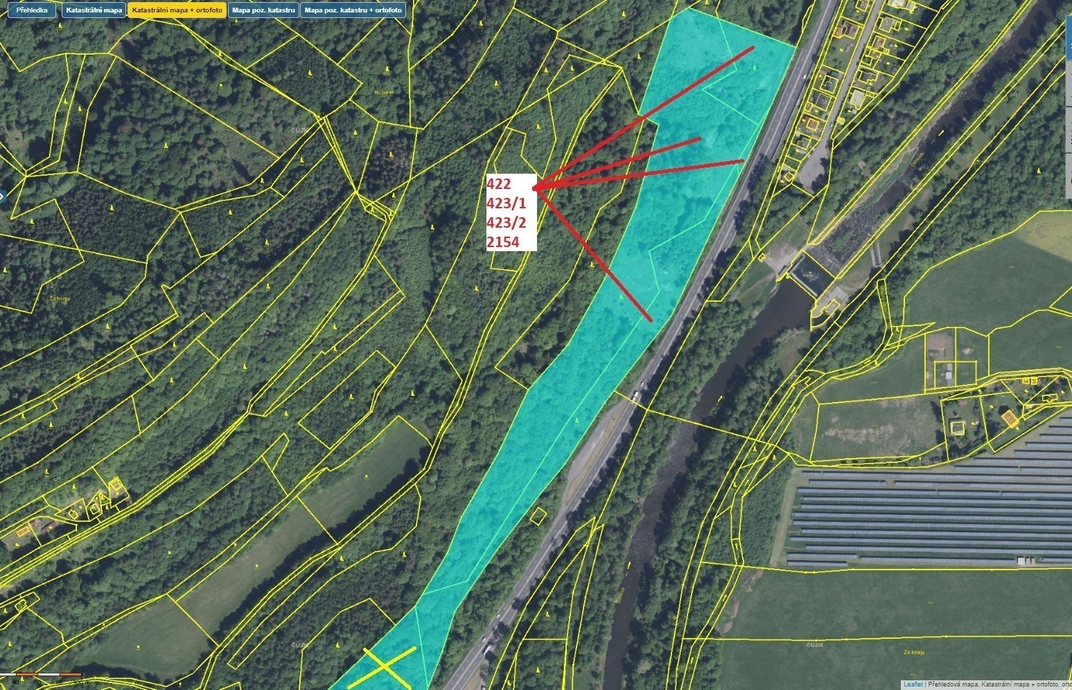 Lesní pozemky a ostatní plocha o výměře 49 039 m2, podíl 1/1, katastrální území Metylovice, obec Met