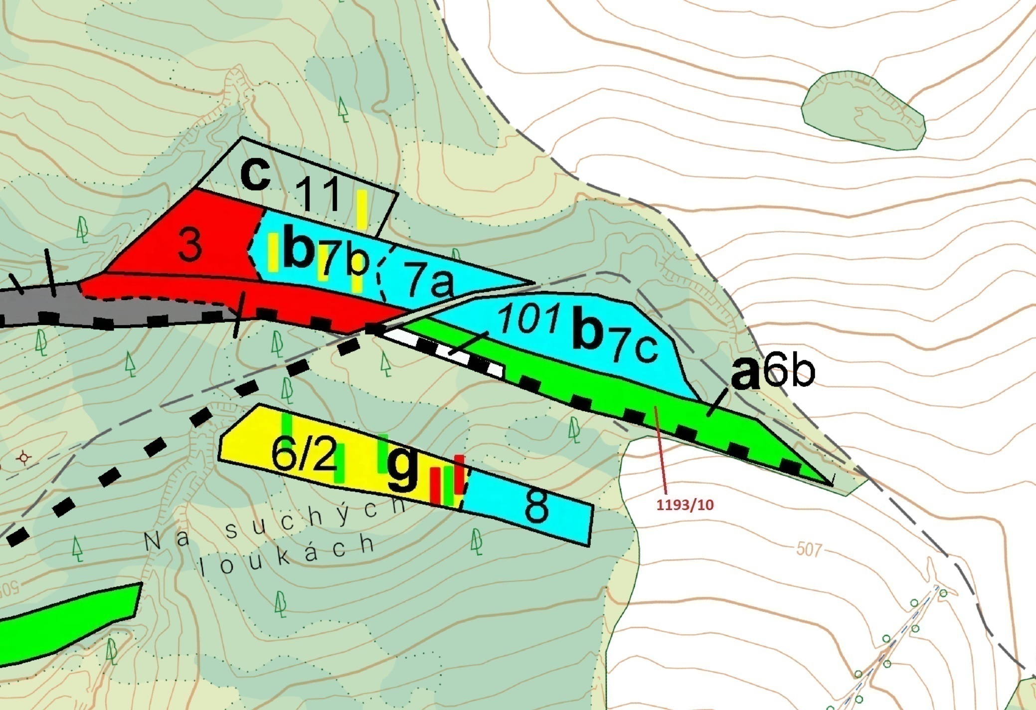 Lesní pozemek o výměře 4 694 m2, podíl 1/1, katastrální území Podbořánky, obec Jesenice, obec s rozš