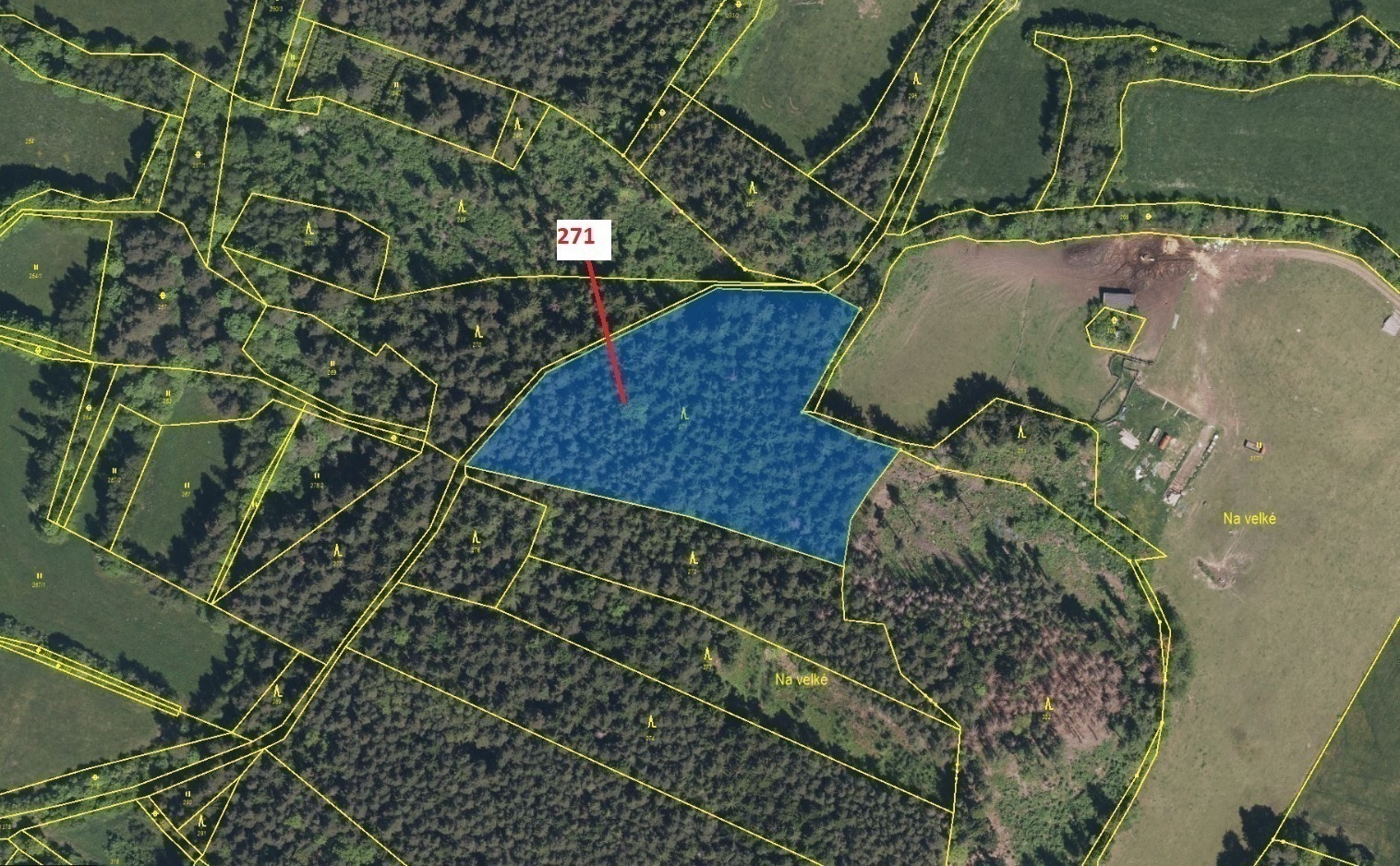 Lesní pozemek o výměře 8 937 m2, podíl 1/1, katastrální území Setěchovice, obec Zálezly, obec s rozš