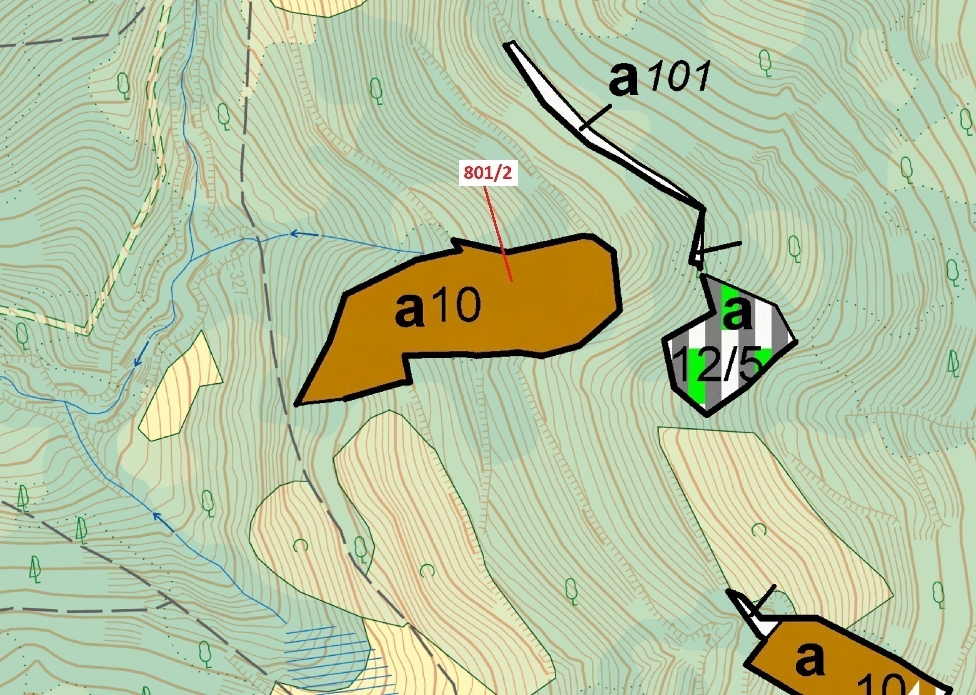 Lesní pozemek o výměře 8 765 m2, podíl  9/10, katastrální území Zubrnice, obec Zubrnice, obec s rozš