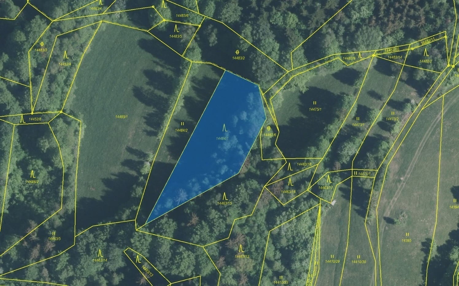 Lesní pozemek o výměře 2322 m2, podíl 1/1, katastrální území Hovězí, obec Hovězí, obec s rozšířenou 