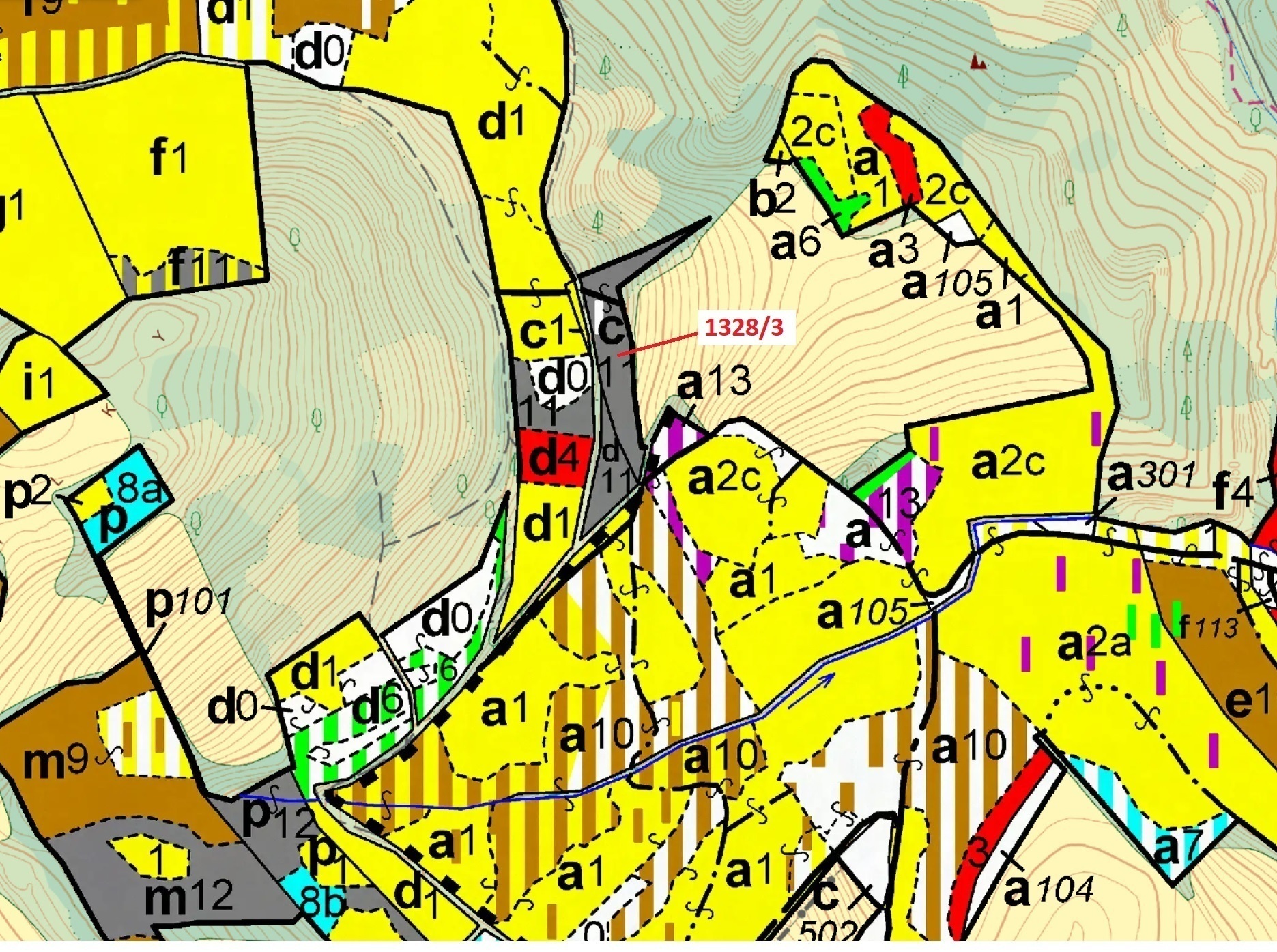 Lesní pozemek o výměře 3057 m2, podíl 1/1, katastrální území Kladky, obec Kladky, obec s rozšířenou 