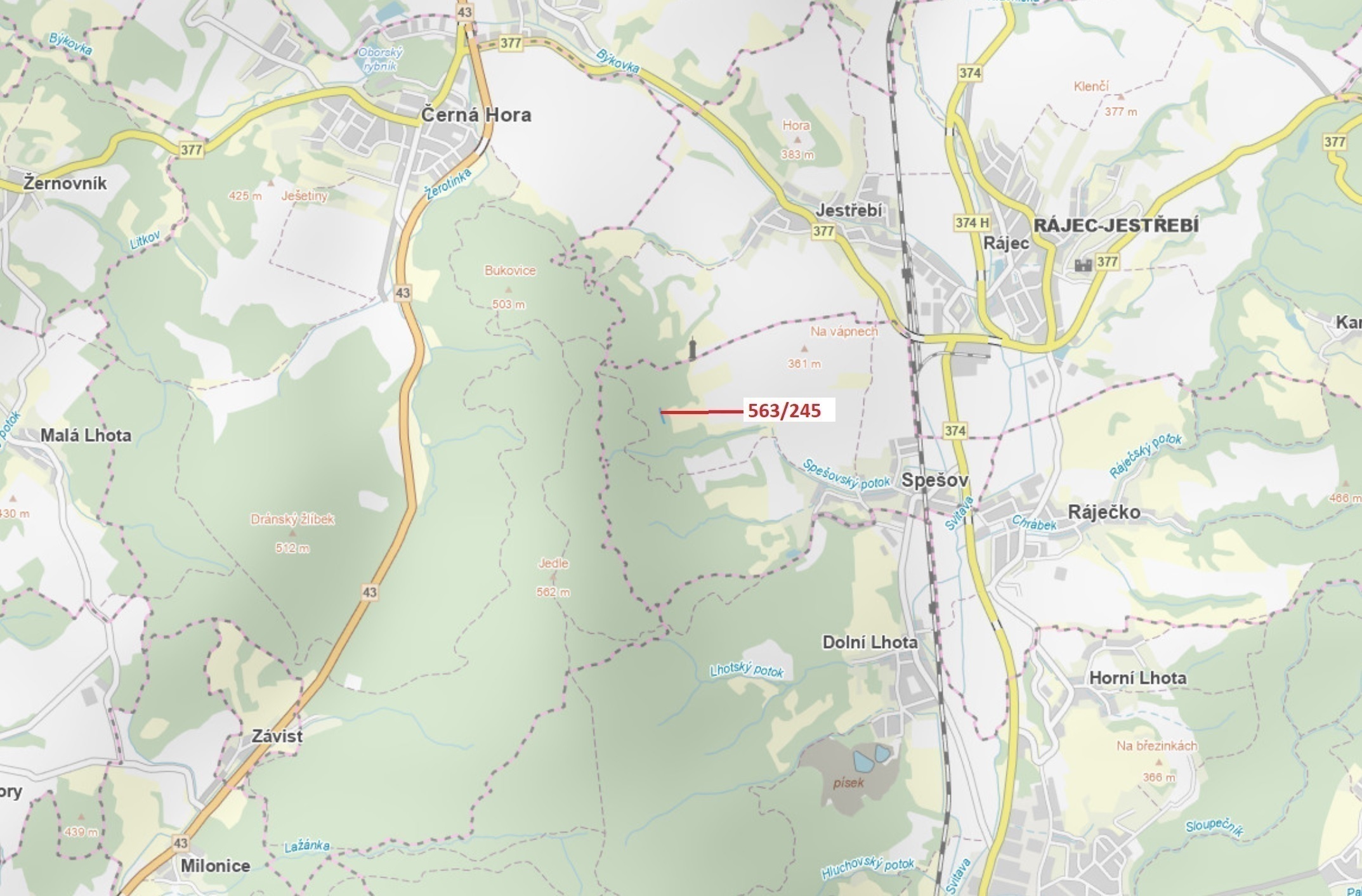 Lesní pozemek o výměře 1009 m2, podíl 1/1, katastrální území Spešov, obec Spešov, obec s rozšířenou 