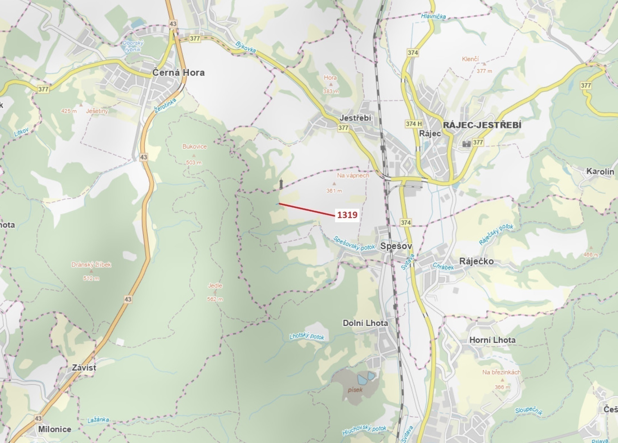 Lesní pozemek o výměře 316 m2, podíl 1/1, katastrální území Spešov, obec Spešov, obec s rozšířenou p