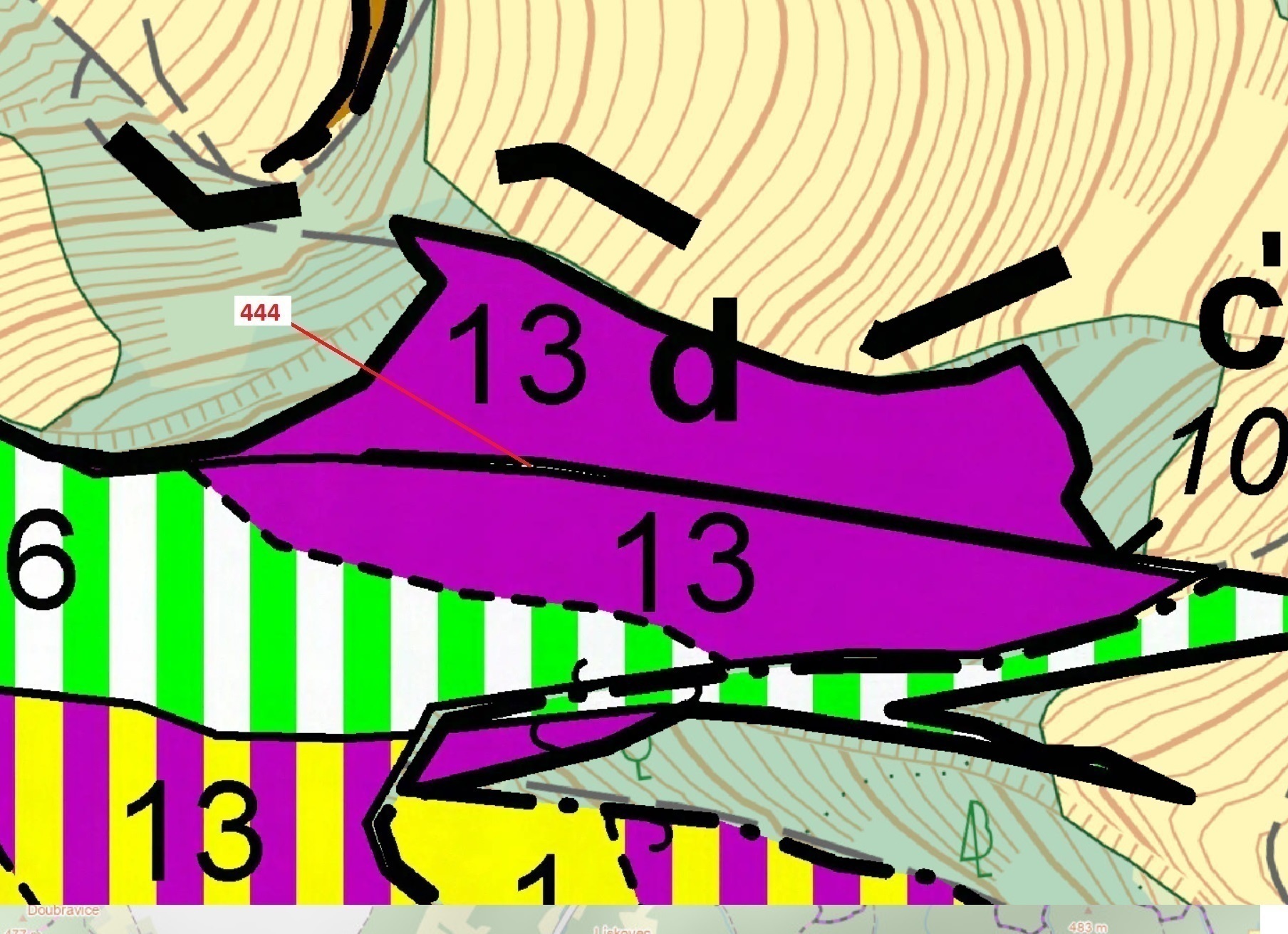 Lesní pozemek o výměře 302 m2, podíl 1/1, katastrální území Bohdalov u Městečka Trnávky, obec Městeč