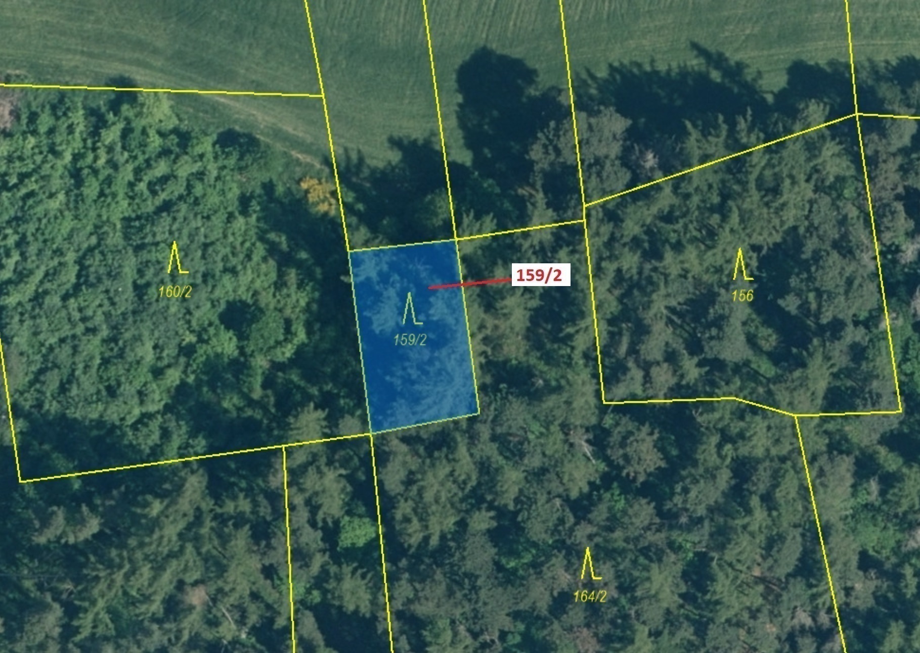 Lesní pozemek o výměře 362 m2, podíl 1/1, katastrální území Kovčín, obec Kovčín, obec s rozšířenou p