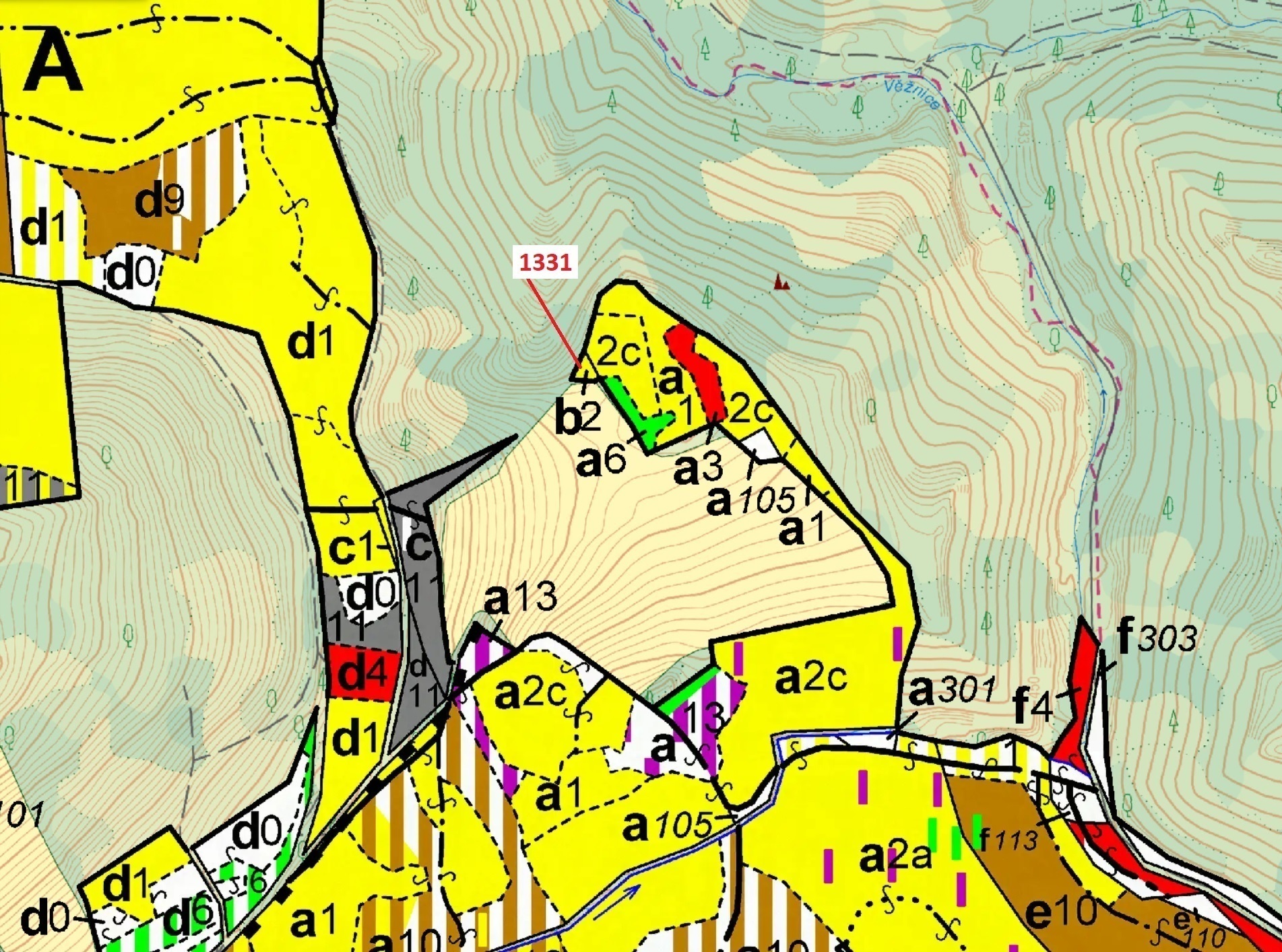Lesní pozemek o výměře 183 m2, podíl 1/1, katastrální území Kladky, obec Kladky, obec s rozšířenou p