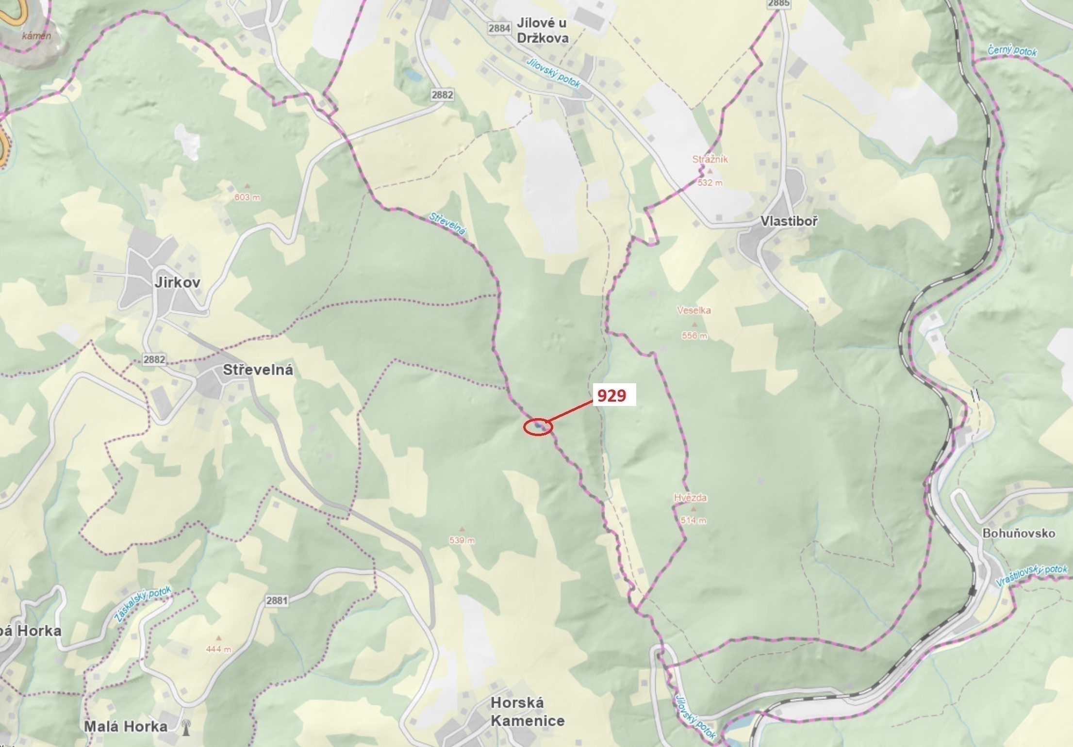 Lesní pozemek o výměře 151 m2, podíl 1/1, katastrální území Jílové u Držkova, obec Jílové u Držkova,