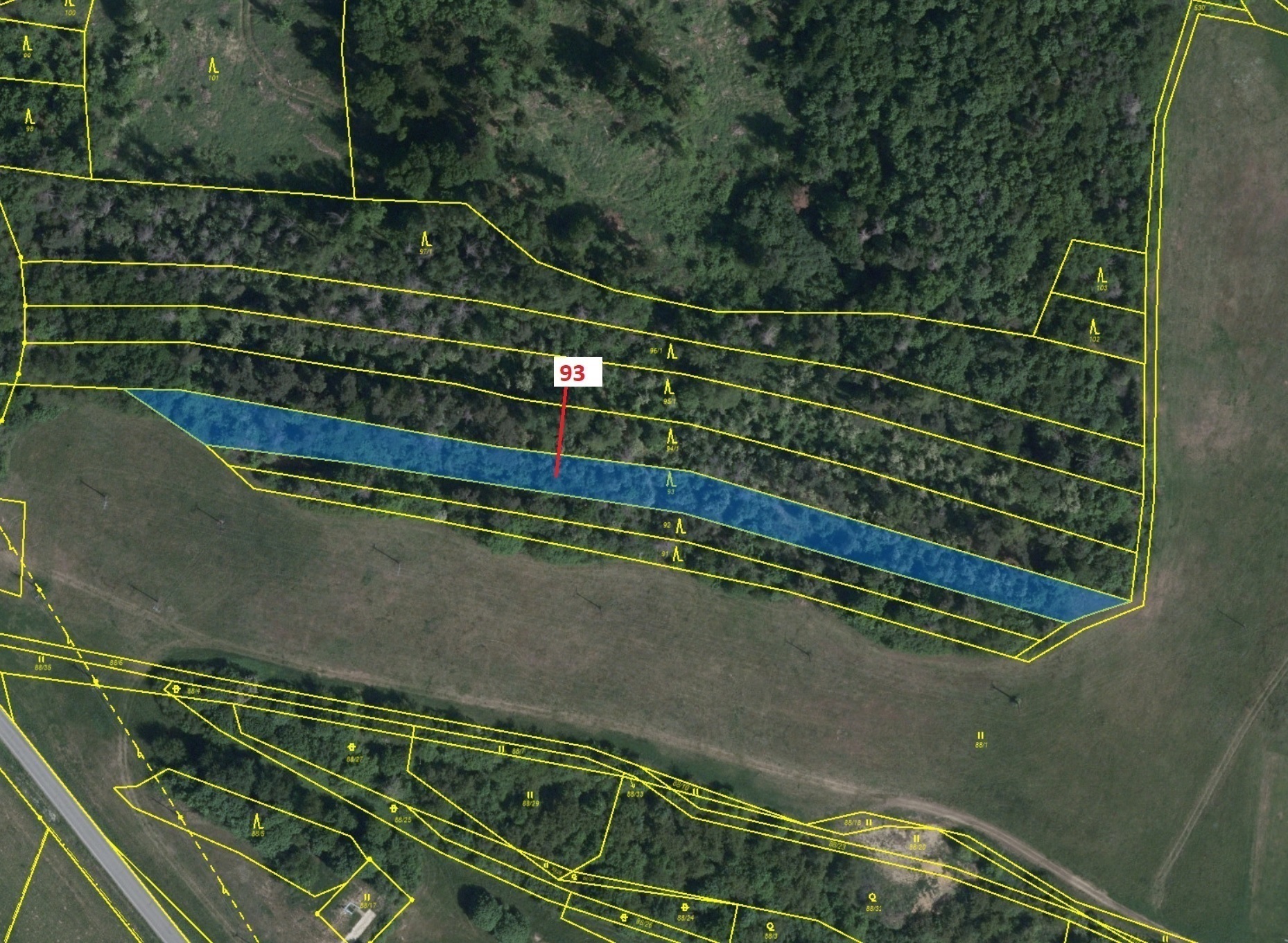 Lesní pozemek o výměře 3316 m2, podíl 1/1, katastrální území Klučov, obec Klučov, obec s rozšířenou 