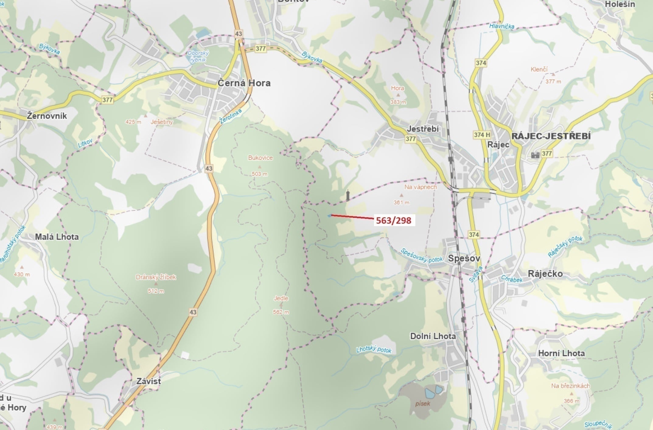 Lesní pozemek o výměře 1372 m2, podíl 1/1, katastrální území Spešov, obec Spešov, obec s rozšířenou 