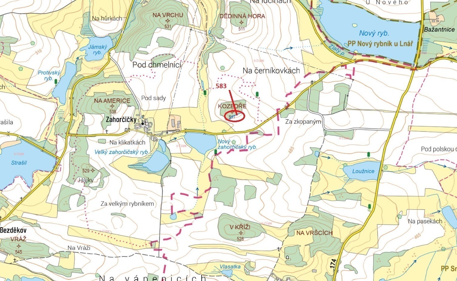 Ostatní plocha o výměře 1221 m2, podíl 1/1, katastrální území Zahorčičky, obec Hradiště, obec s rozš
