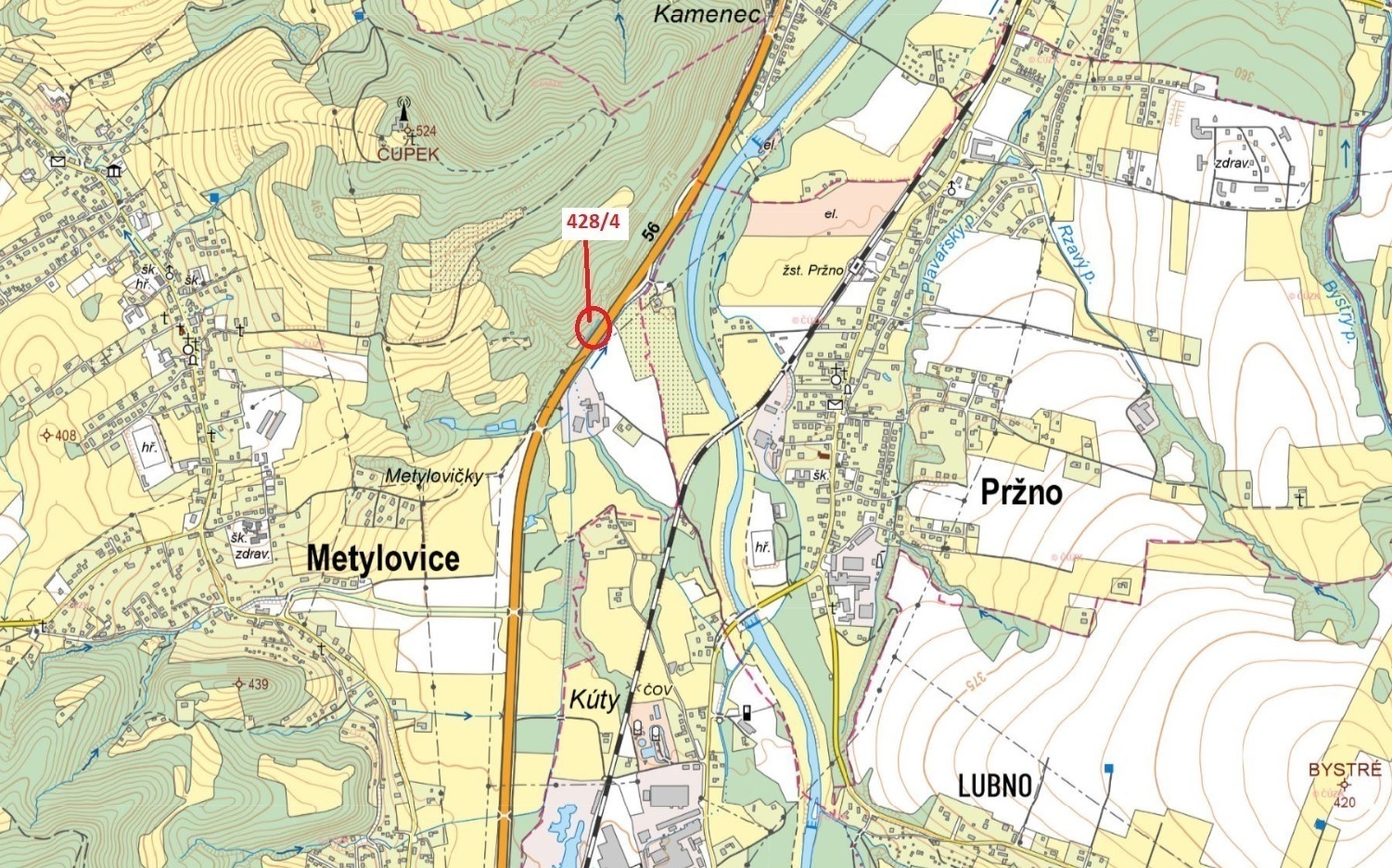 Lesní pozemek o výměře 770 m2, podíl 1/1, katastrální území Metylovice, obec Metylovice, obec s rozš