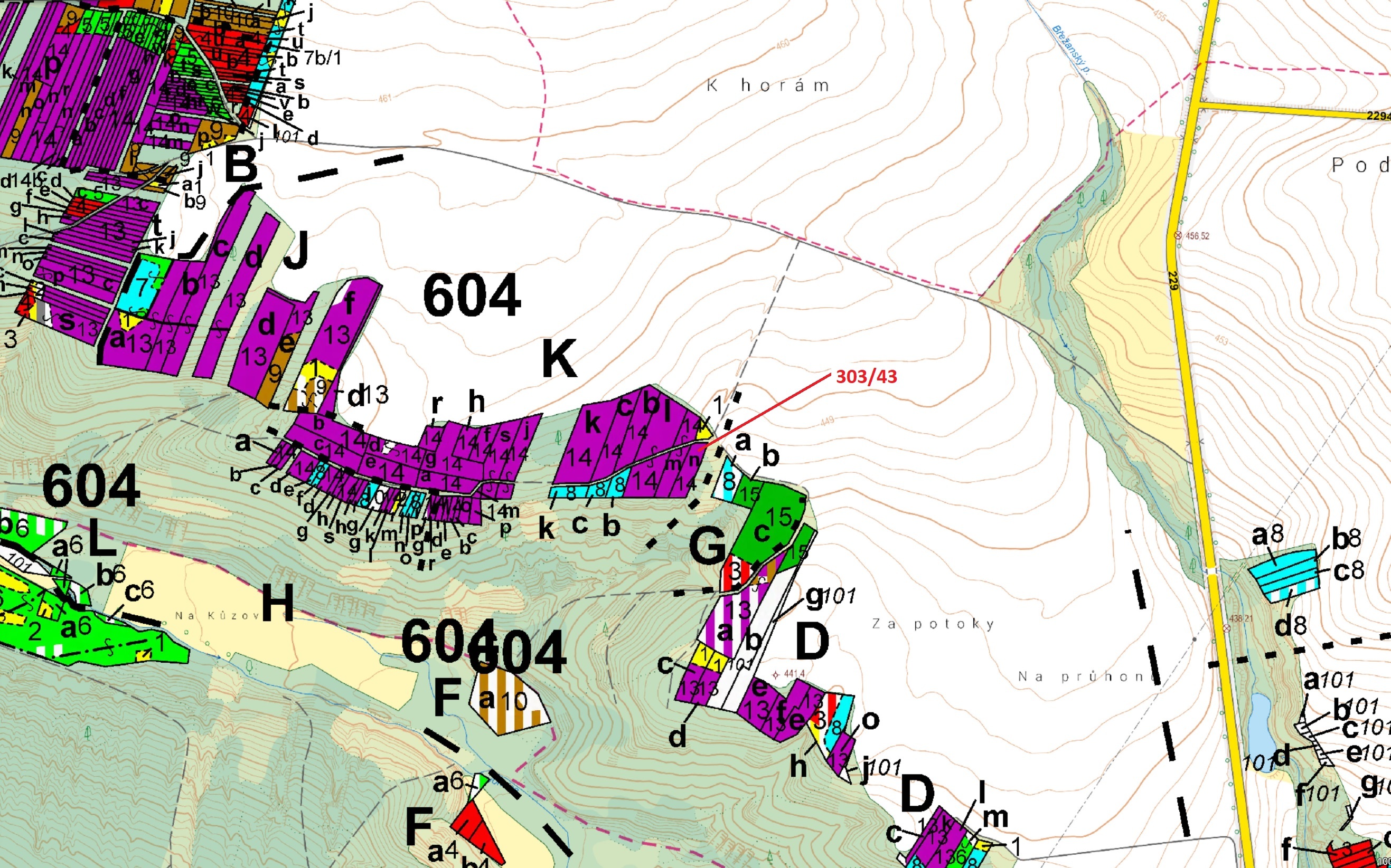 Lesní pozemek o výměře 995 m2, podíl 1/1, katastrální území Břežany u Rakovníka, obec Břežany, obec 