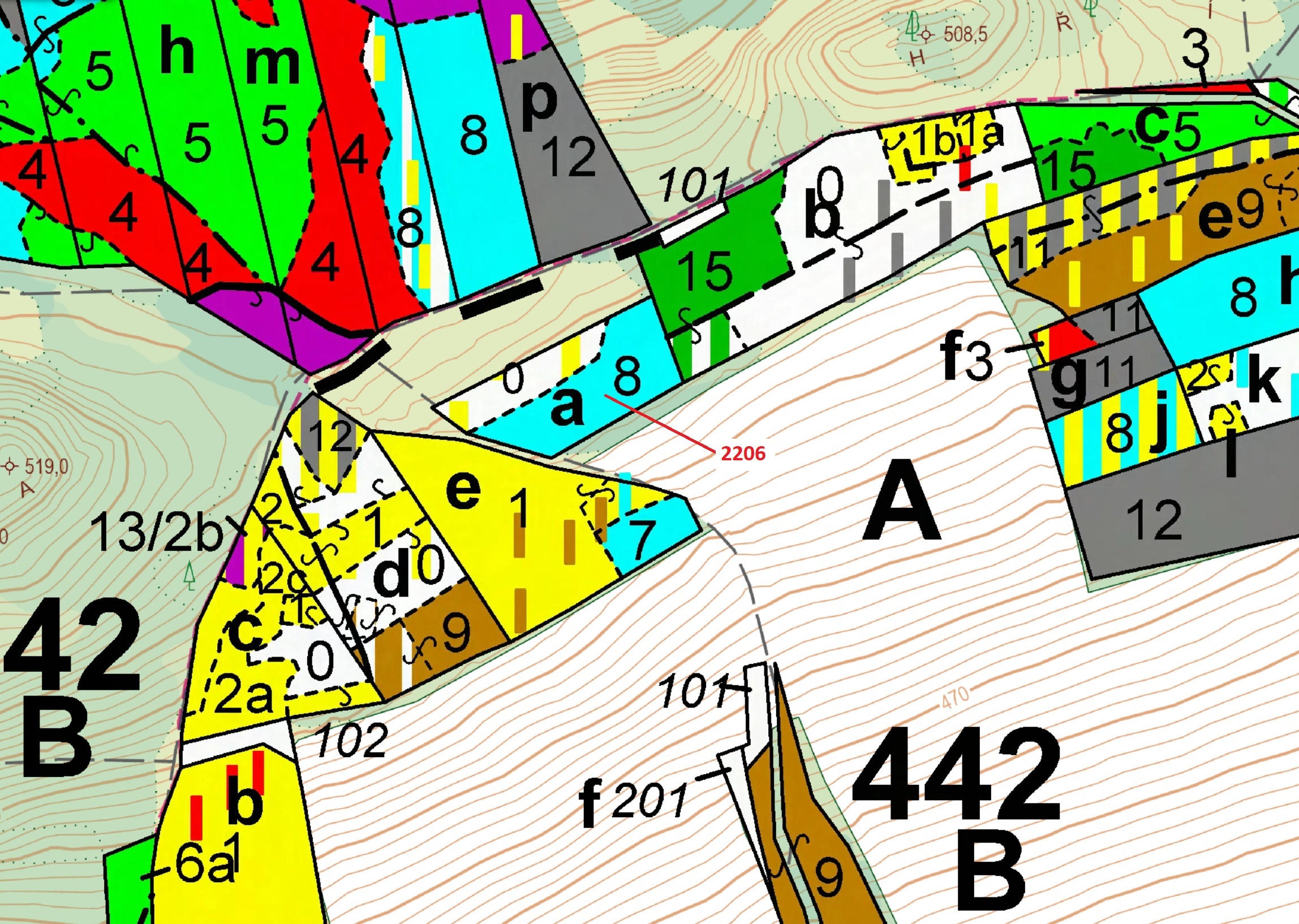 Lesní pozemek o výměře 4560 m2, podíl 1/1, katastrální území Louňovice pod Blaníkem, obec Louňovice 