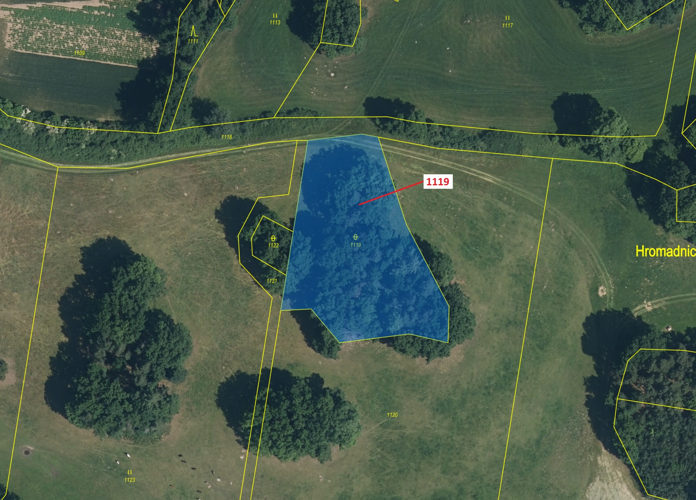 Ostatní plocha o výměře 3469 m2, podíl 1/1, katastrální území Kadov u Blatné, obec Kadov, obec s roz