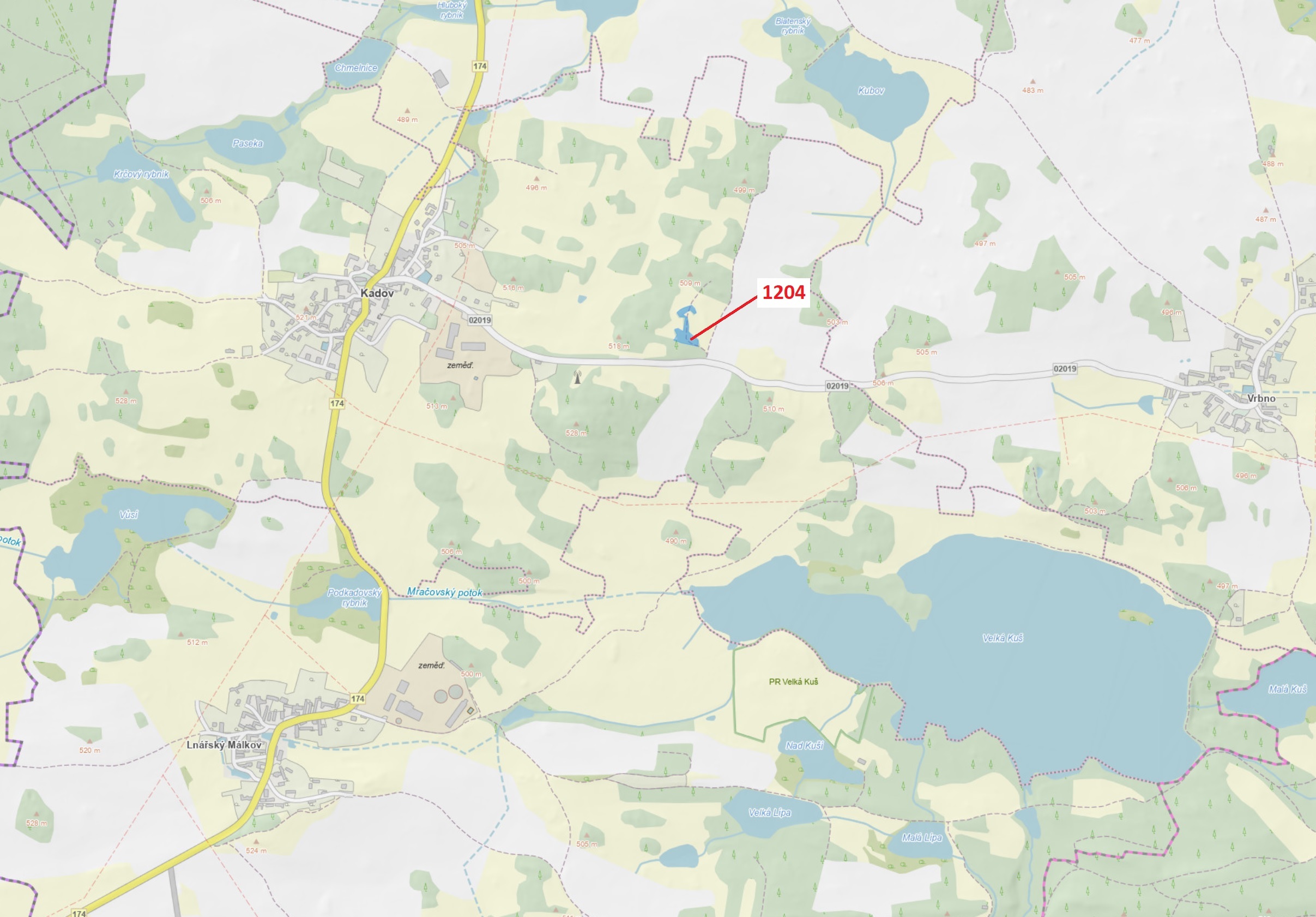Ostatní plocha o výměře 2951 m2, podíl 1/1, katastrální území Kadov u Blatné, obec Kadov, obec s roz
