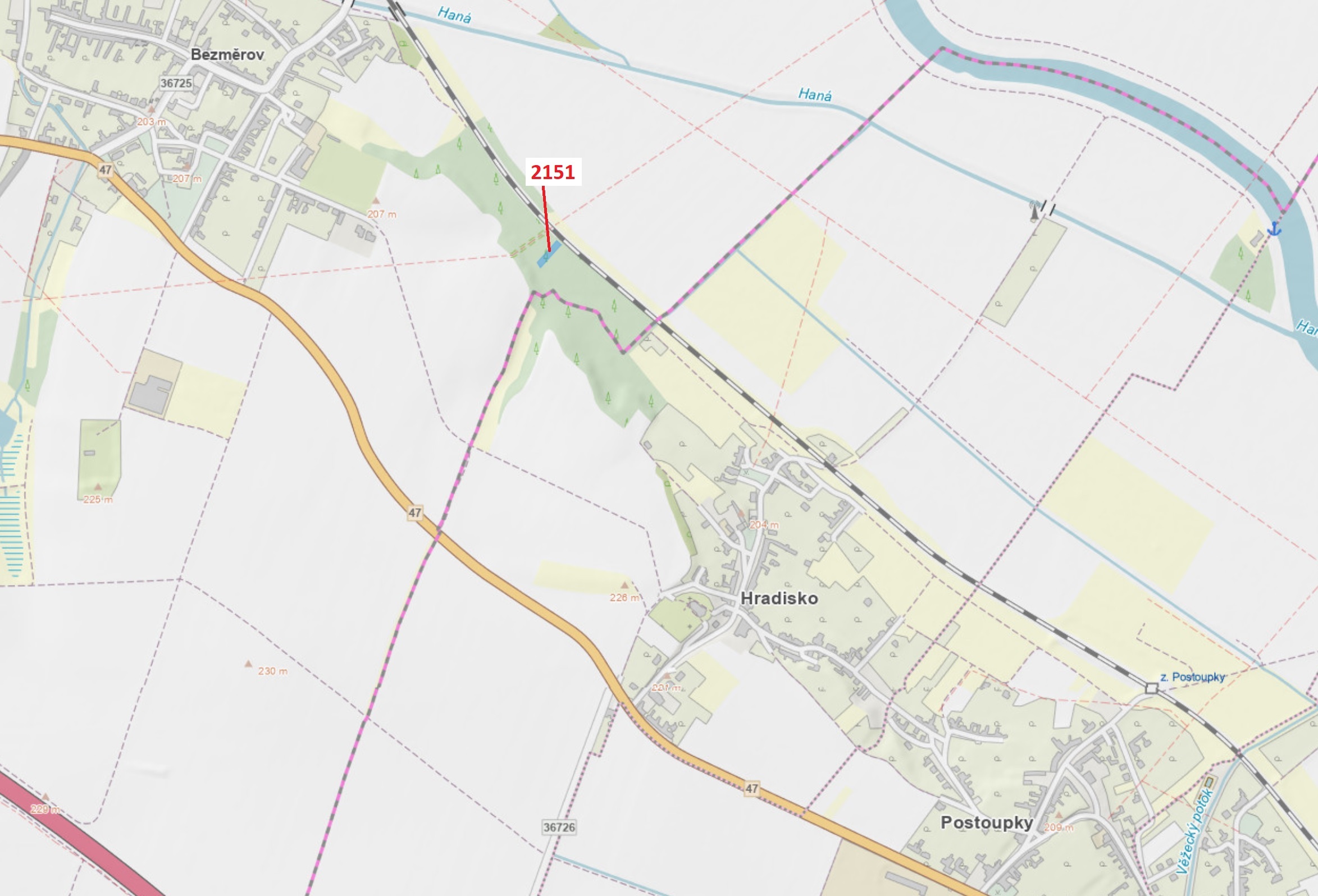 Lesní pozemek o výměře 660 m2, podíl 1/1, katastrální území Bezměrov, obec Bezměrov, obec s rozšířen