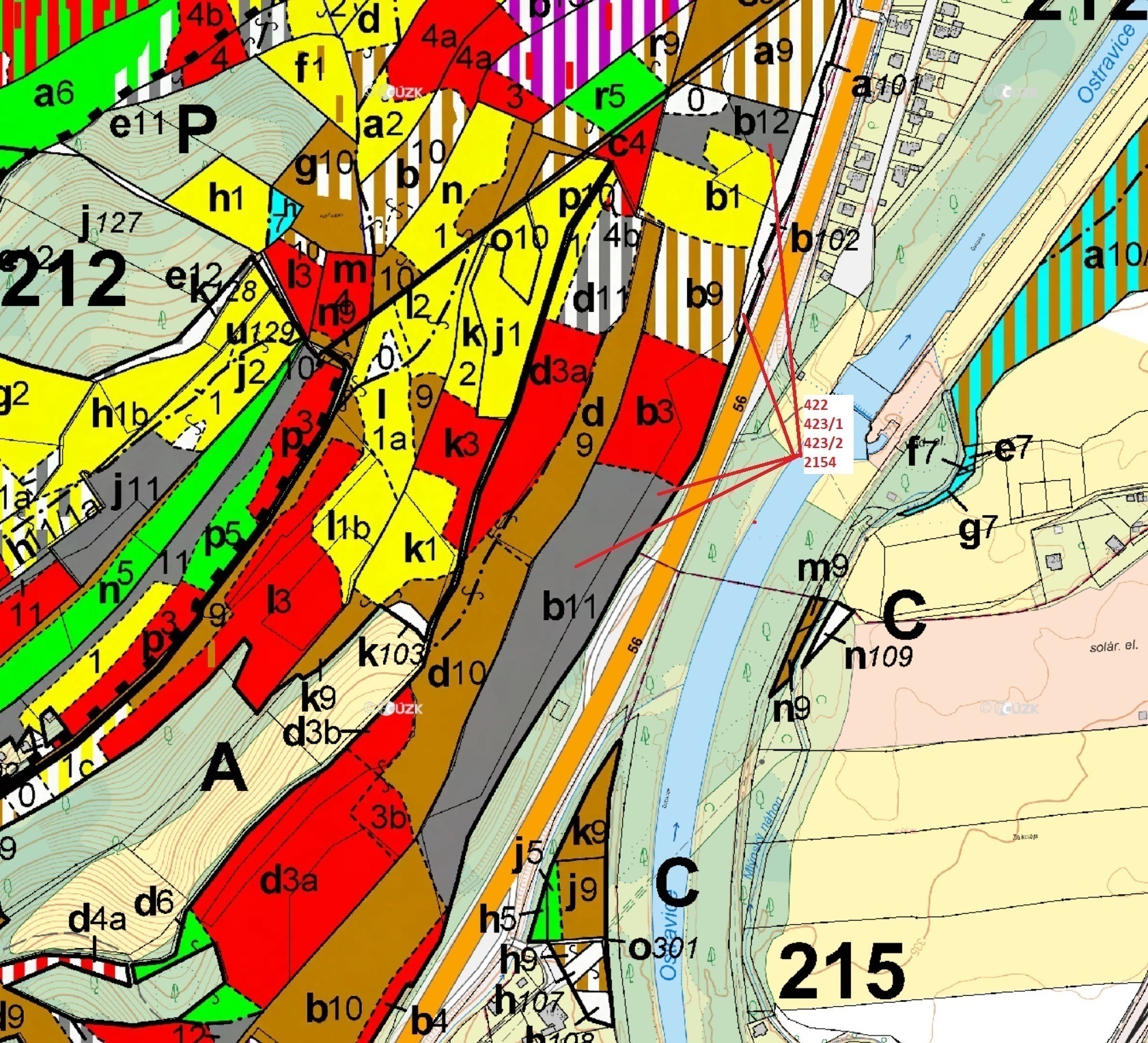 Lesní pozemky a ostatní plocha o výměře 49 039 m2, podíl 1/1, katastrální území Metylovice, obec Met