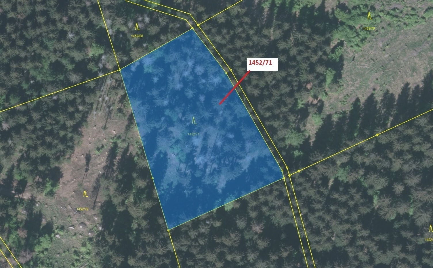 Lesní pozemek o výměře 6 298 m2, podíl 1/1, katastrální území Horní Lomná, obec Horní Lomná, obec s 