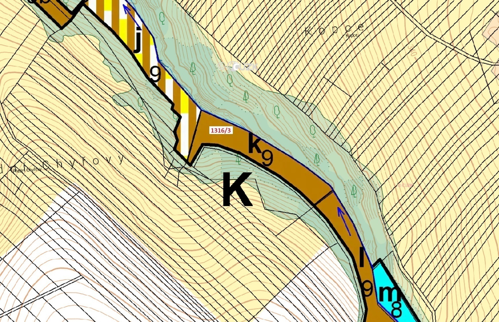 Lesní pozemek o výměře 5461 m2, podíl 1/1, katastrální území Velký Ořechov, obec Velký Ořechov, obec