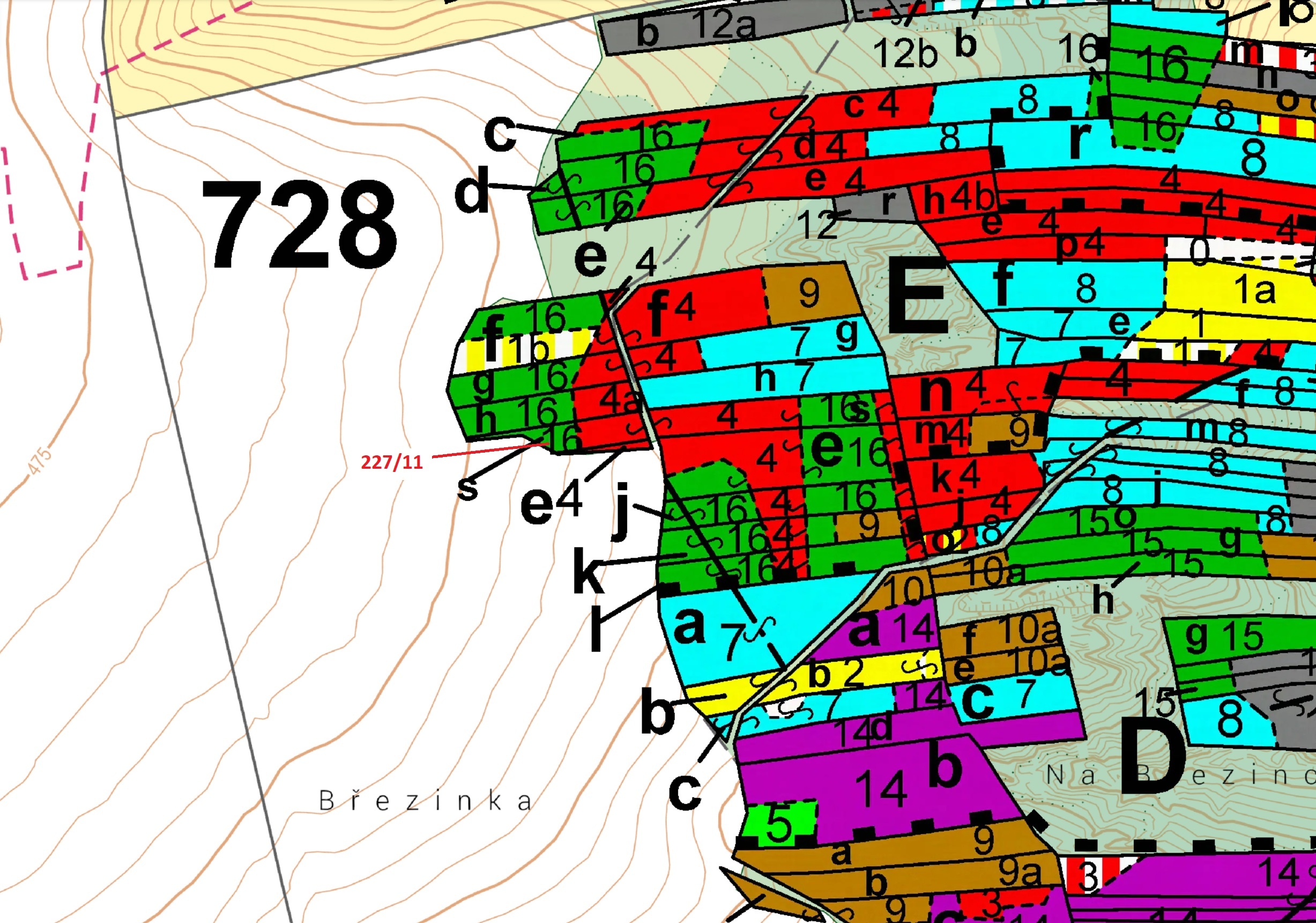 Lesní pozemek o výměře 883 m2, podíl 1/1, katastrální území Břežany u Rakovníka, obec Břežany, obec 