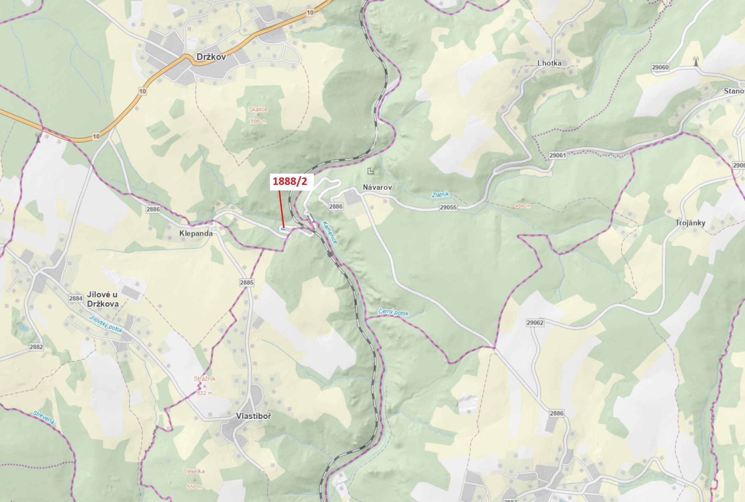 Trvalý travní porost o výměře 155 m2, podíl 1/1, katastrální území Držkov, obec Držkov, obec s rozší