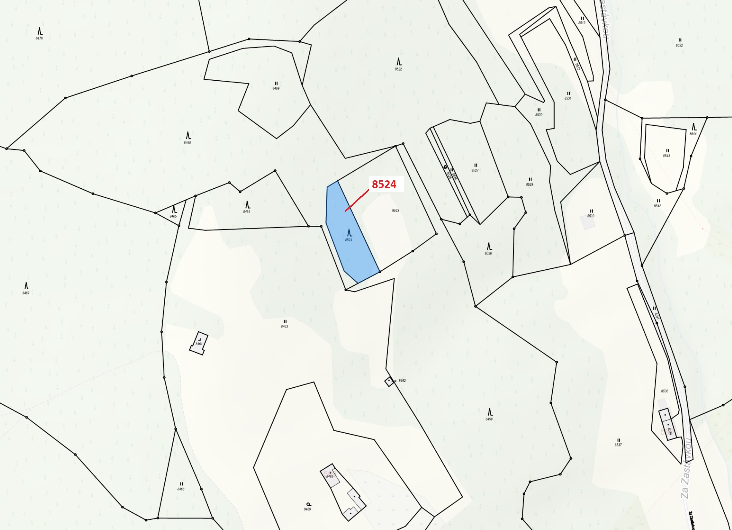 Lesní pozemek o výměře 939 m2, podíl 1/1, katastrální území Vsetín, obec Vsetín, obec s rozšířenou p