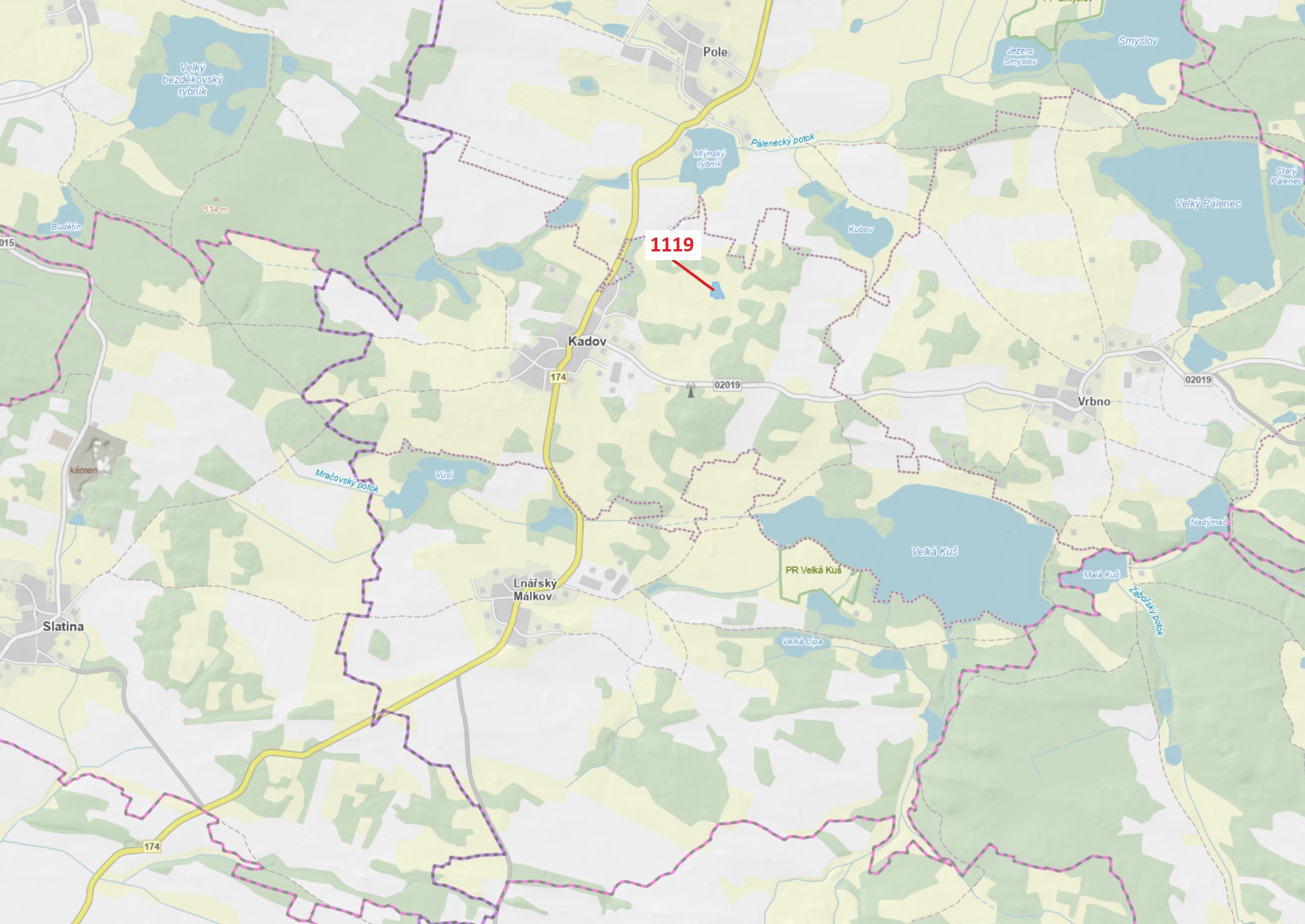 Ostatní plocha o výměře 3469 m2, podíl 1/1, katastrální území Kadov u Blatné, obec Kadov, obec s roz