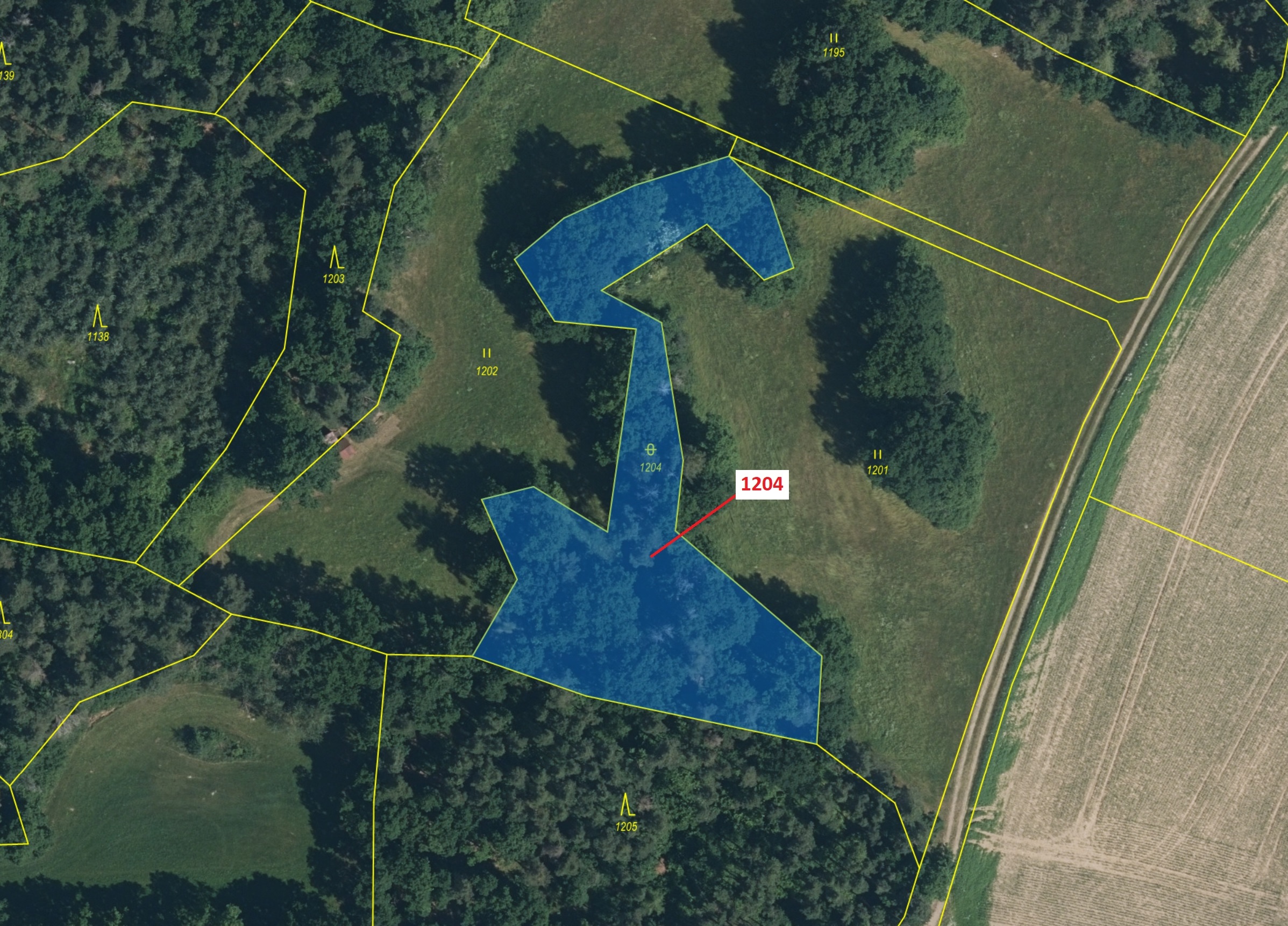 Ostatní plocha o výměře 2951 m2, podíl 1/1, katastrální území Kadov u Blatné, obec Kadov, obec s roz