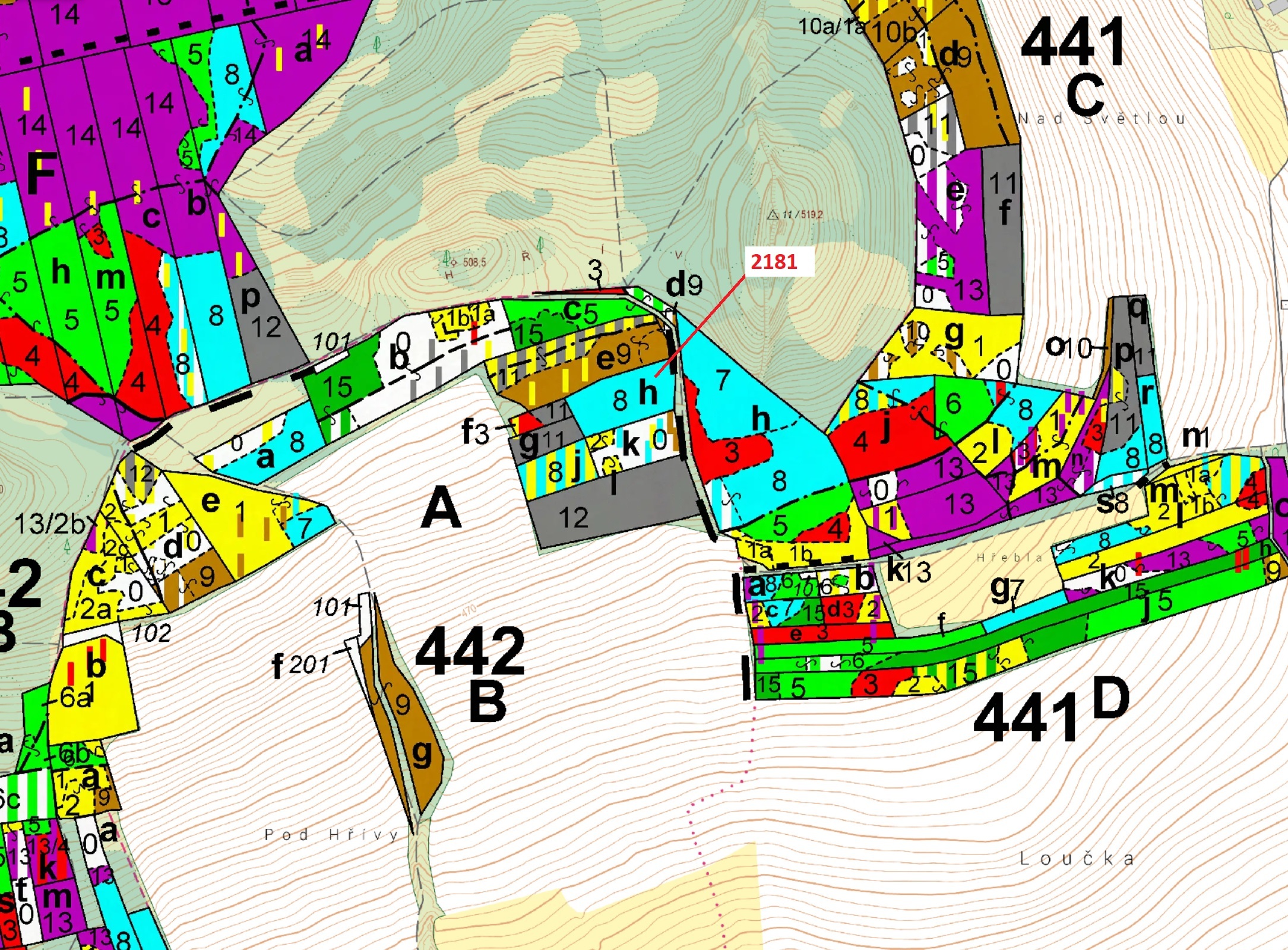 Lesní pozemek o výměře 4236 m2, podíl 1/1, katastrální území Louňovice pod Blaníkem, obec Louňovice 