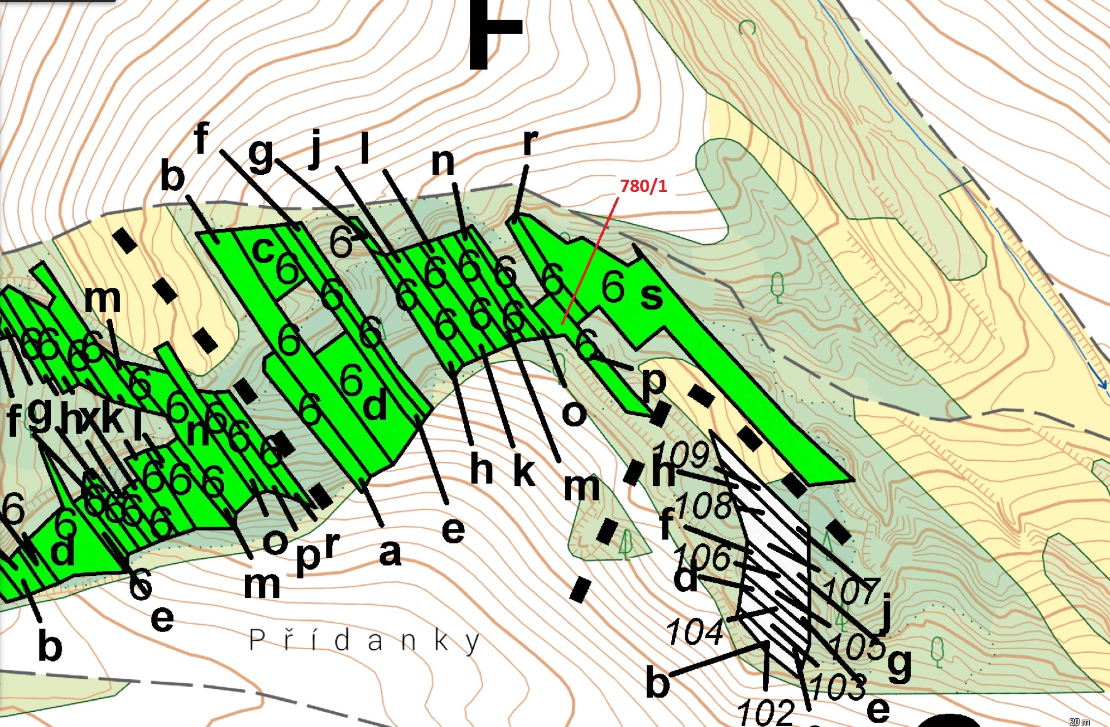 Lesní pozemek o výměře 659 m2, podíl 1/1, katastrální území Jalubí, obec Jalubí, obec s rozšířenou p