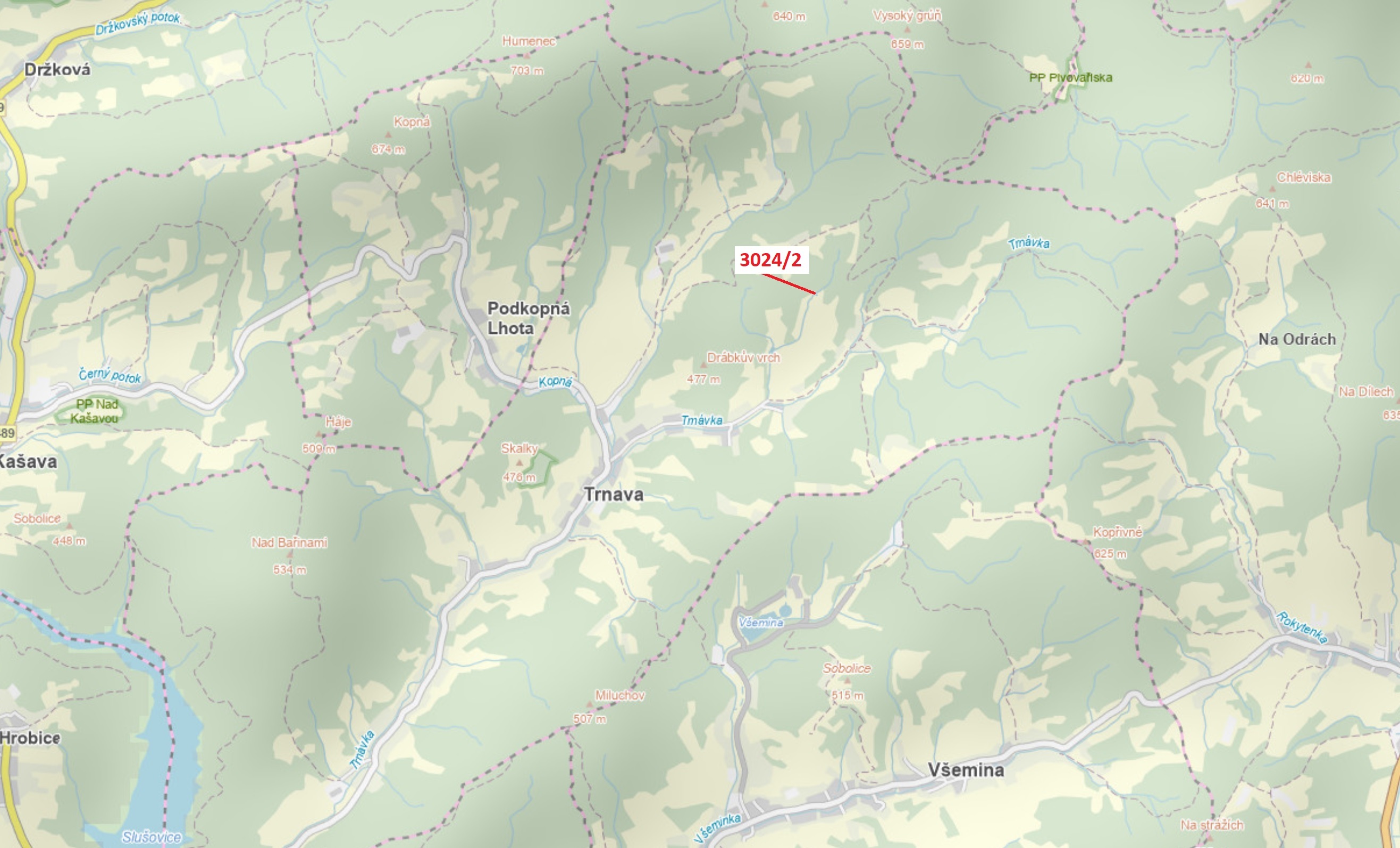 Ostatní plocha o výměře 15 m2, podíl 1/1, katastrální území Trnava u Zlína, obec Trnava, obec s rozš