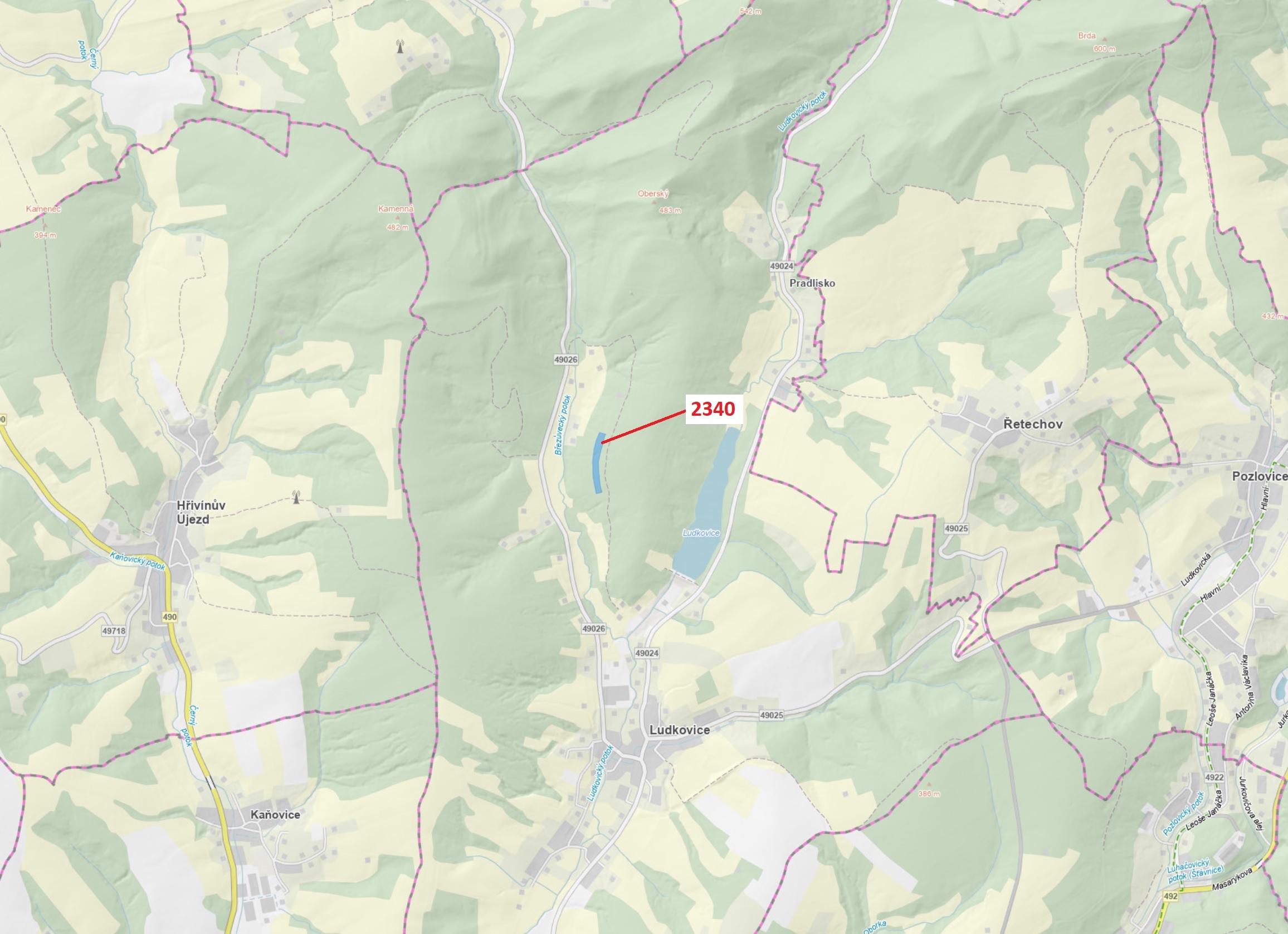 Lesní pozemek o výměře 10 351 m2, podíl 1/1, katastrální území Ludkovice, obec Ludkovice, obec s roz