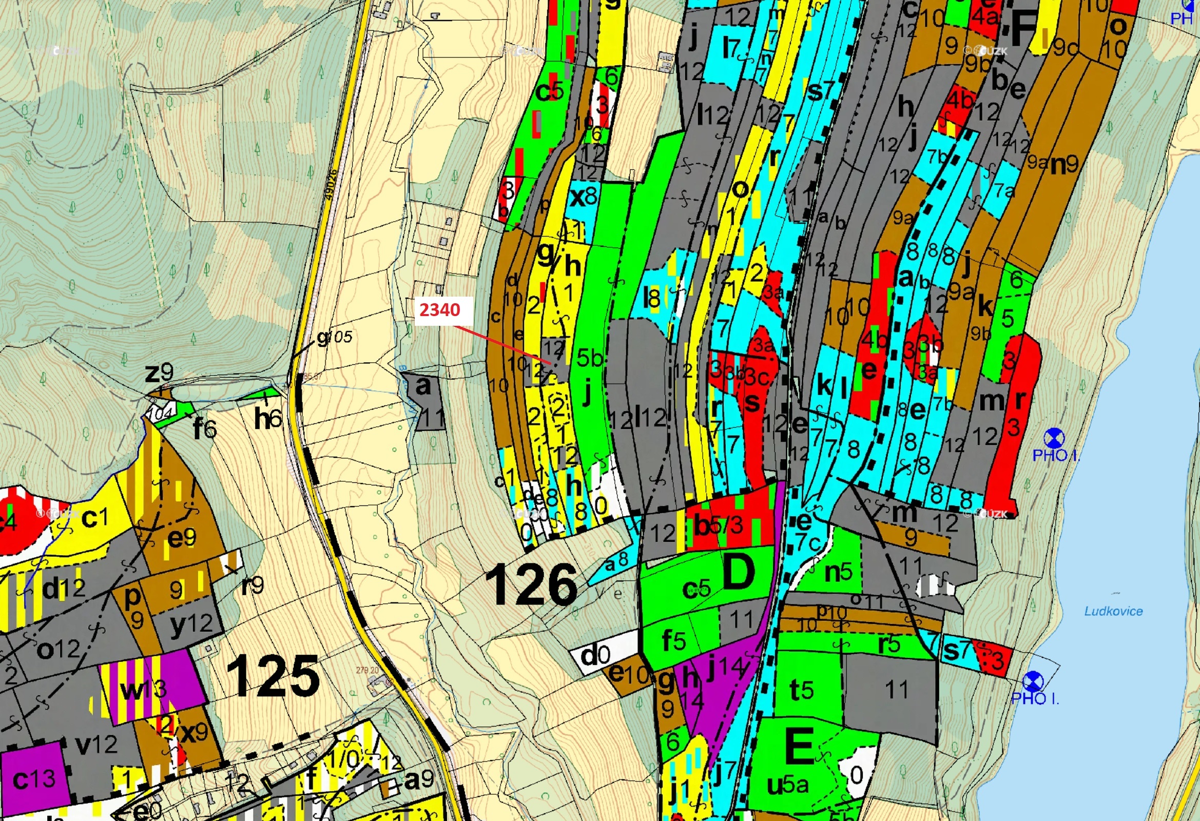 Lesní pozemek o výměře 10 351 m2, podíl 1/1, katastrální území Ludkovice, obec Ludkovice, obec s roz