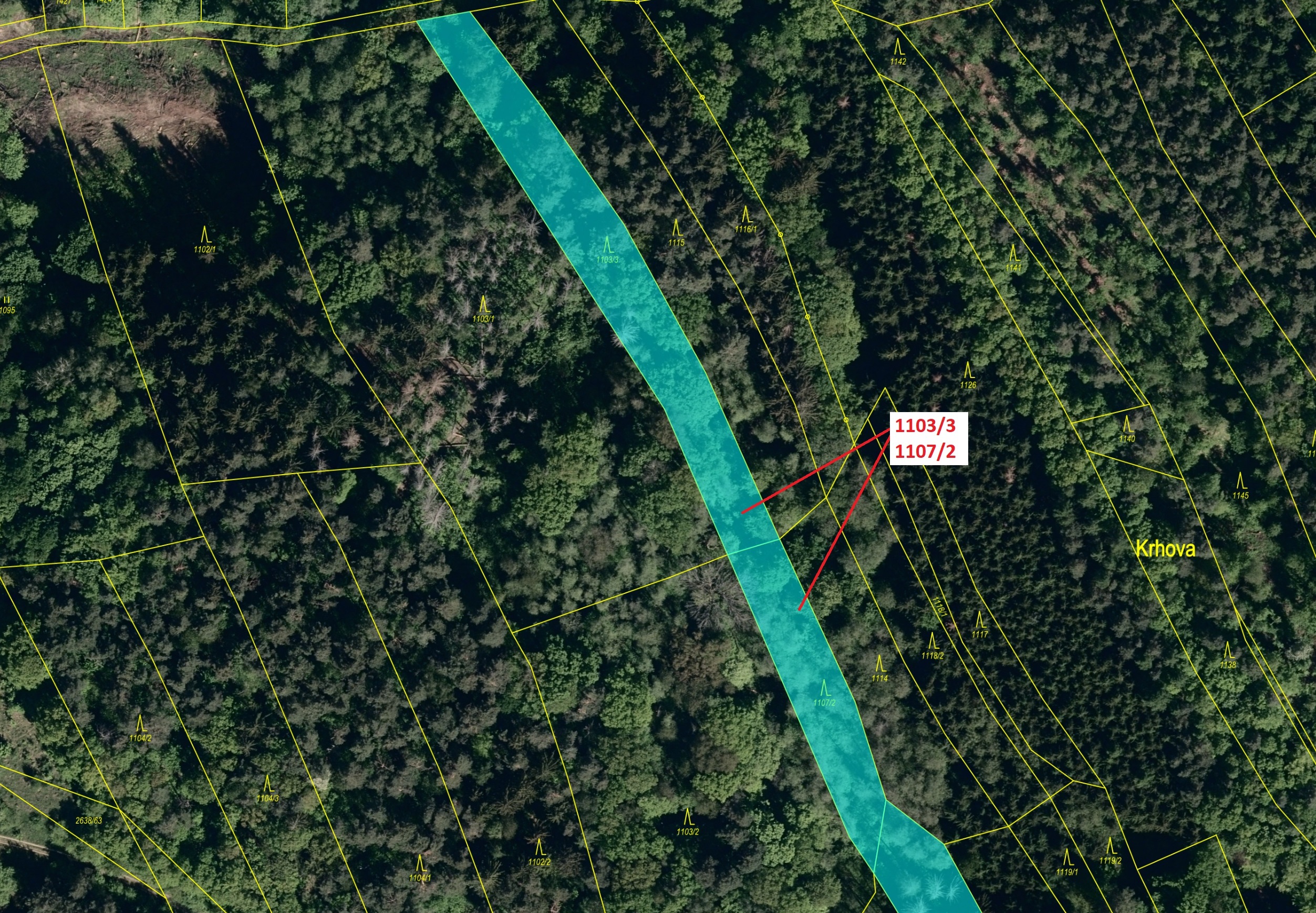 Lesní pozemky o výměře 3392 m2, podíl 1/1, katastrální území Ludkovice, obec Ludkovice, obec s rozší