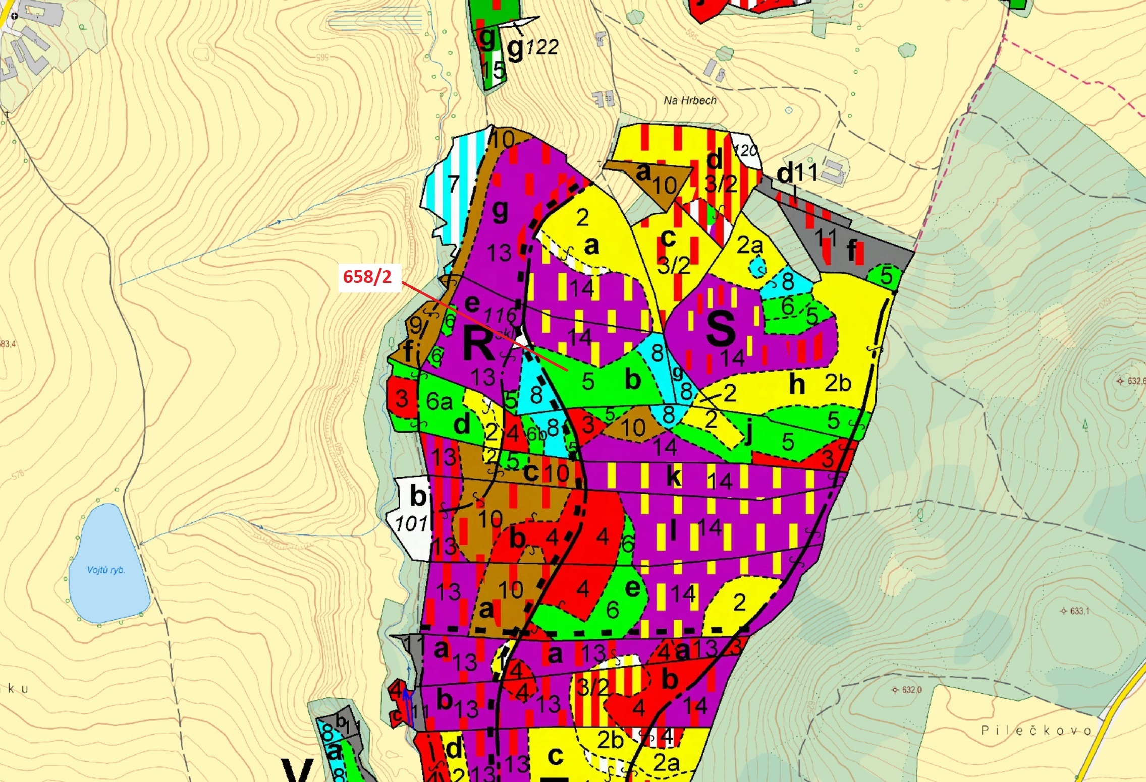 Lesní pozemek o výměře 26 622 m2, podíl 1/1, katastrální území Slavče u Trhových Svinů, obec Slavče,