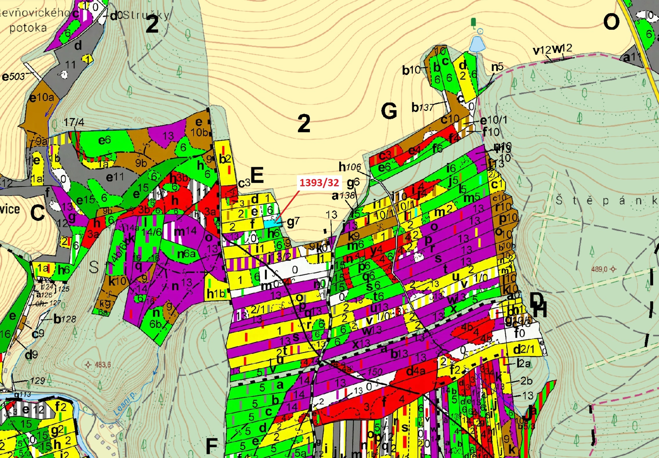 Lesní pozemek o výměře 1388 m2, podíl 1/1, katastrální území Strážkovice, obec Strážkovice, obec s r