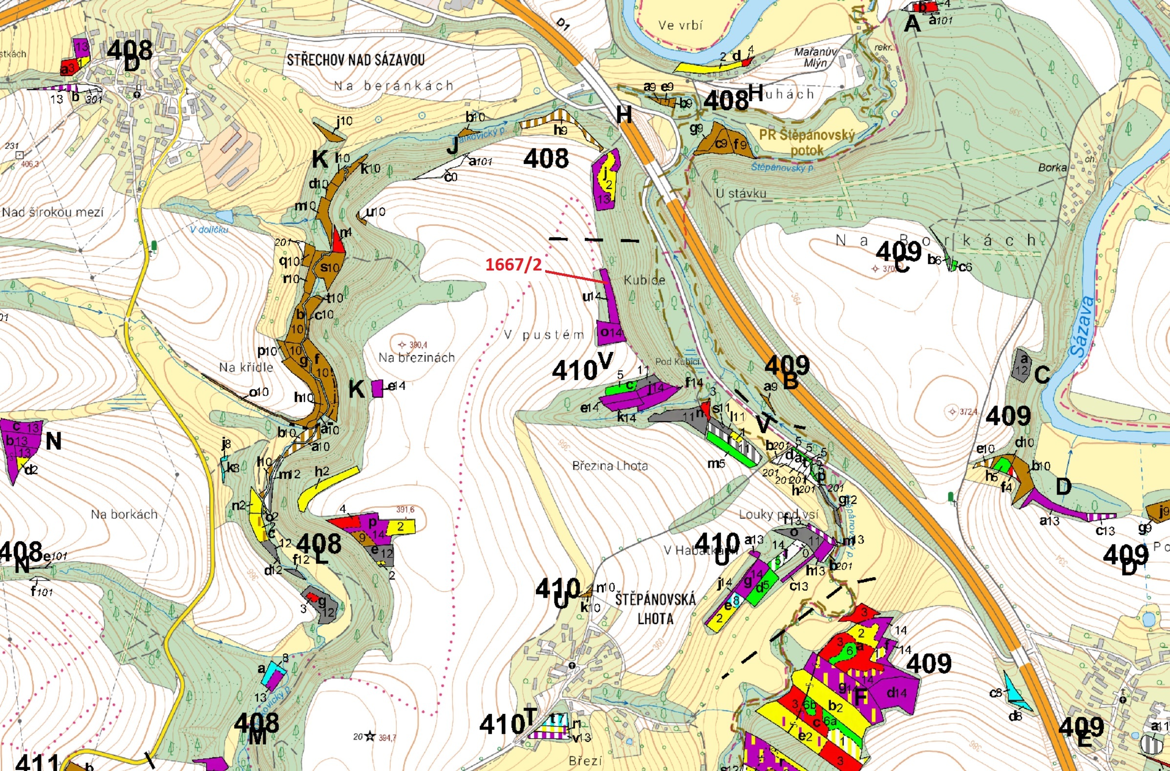 Lesní pozemek o výměře 2159 m2, podíl 1/1, katastrální území Trhový Štěpánov, obec Trhový Štěpánov, 